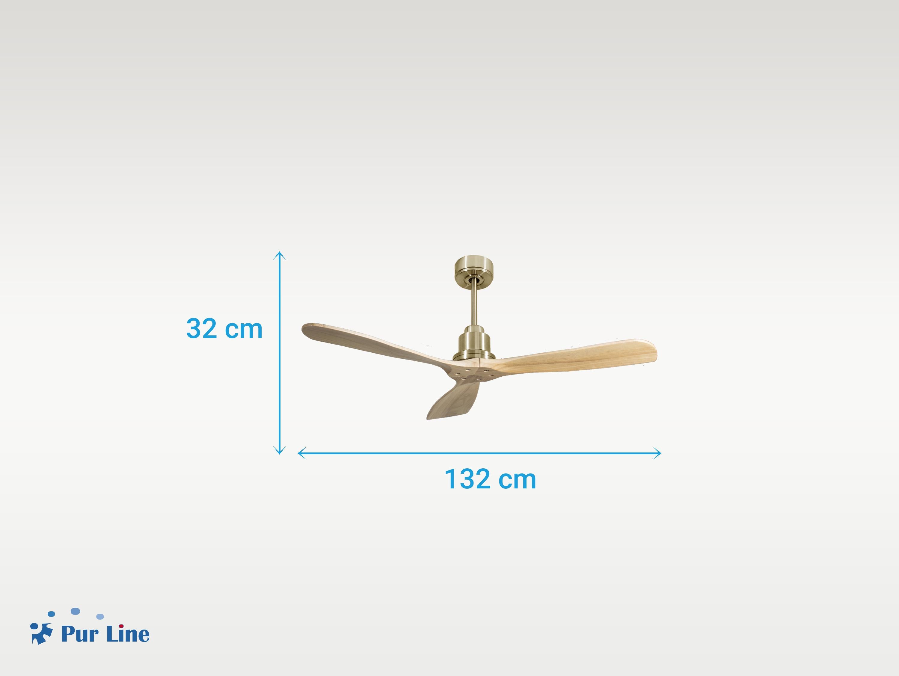 Ventilatore da soffitto Reversibile Termostato Wifi Motore CC Tetti inclinati Telecomando Hypersilence Memoria FullWood