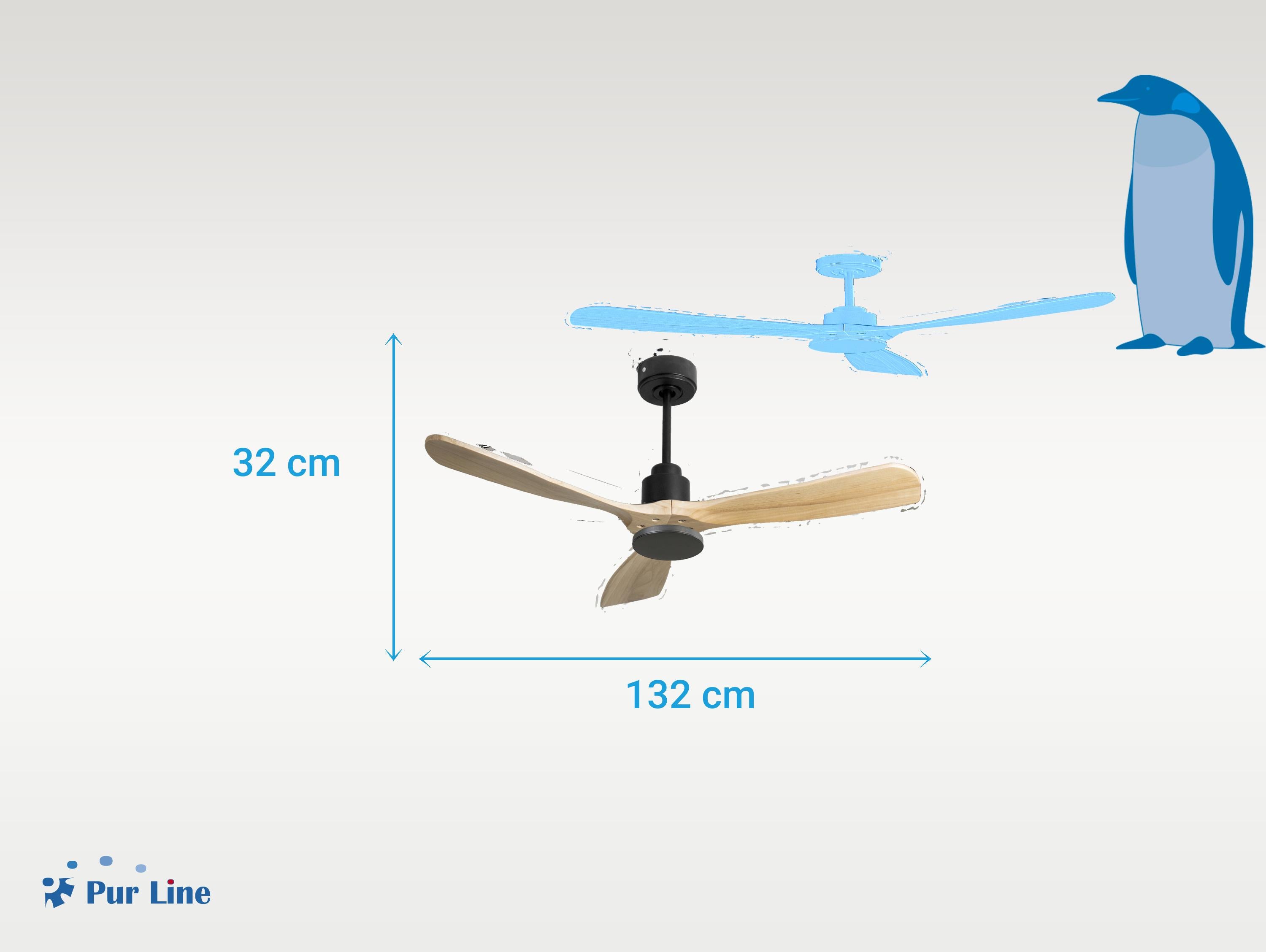 Ventilatore da soffitto Reversibile Termostato Wifi Motore CC Tetti inclinati Telecomando Hypersilence Memoria FullWood Shopify Vendible (AUTOMATICO)