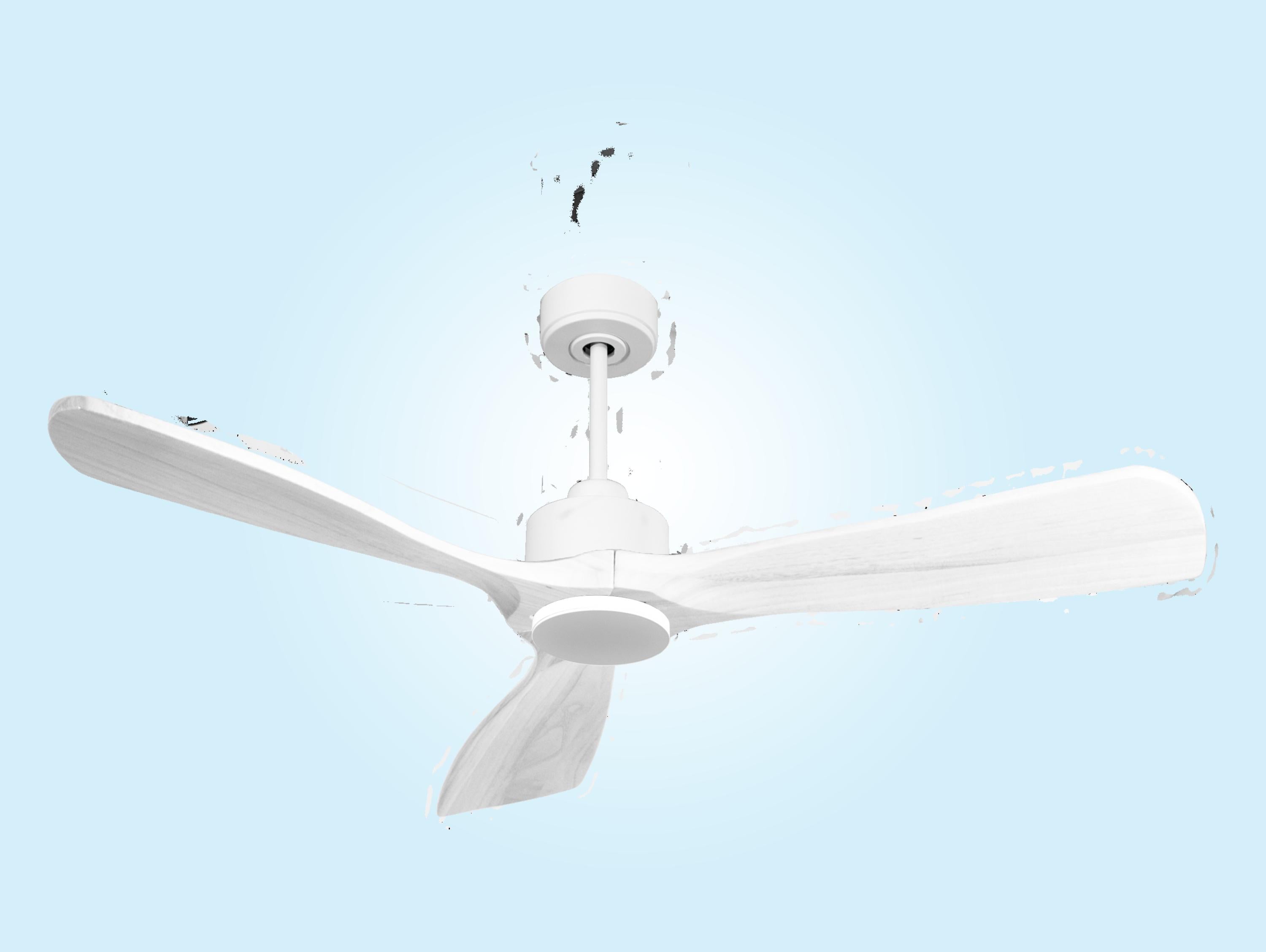 Ventilatore da soffitto Reversibile Termostato Wifi Motore CC Tetti inclinati Telecomando Hypersilence Memoria FullWood Shopify Vendible (AUTOMATICO)
