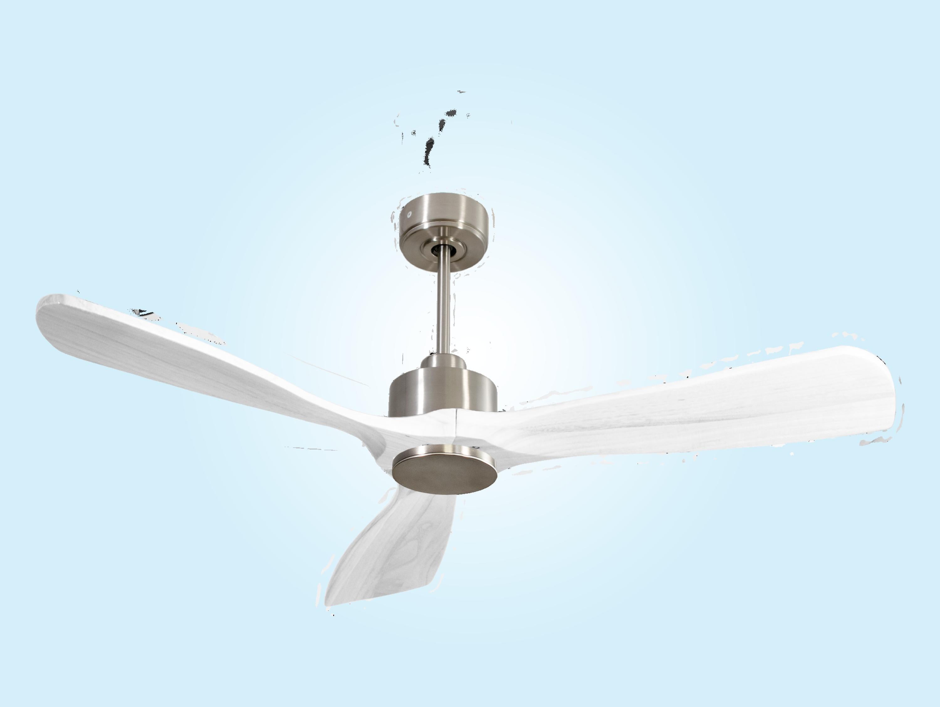Ventilatore da soffitto Reversibile Termostato Wifi Motore CC Tetti inclinati Telecomando Hypersilence Memoria FullWood Shopify Vendible (AUTOMATICO)