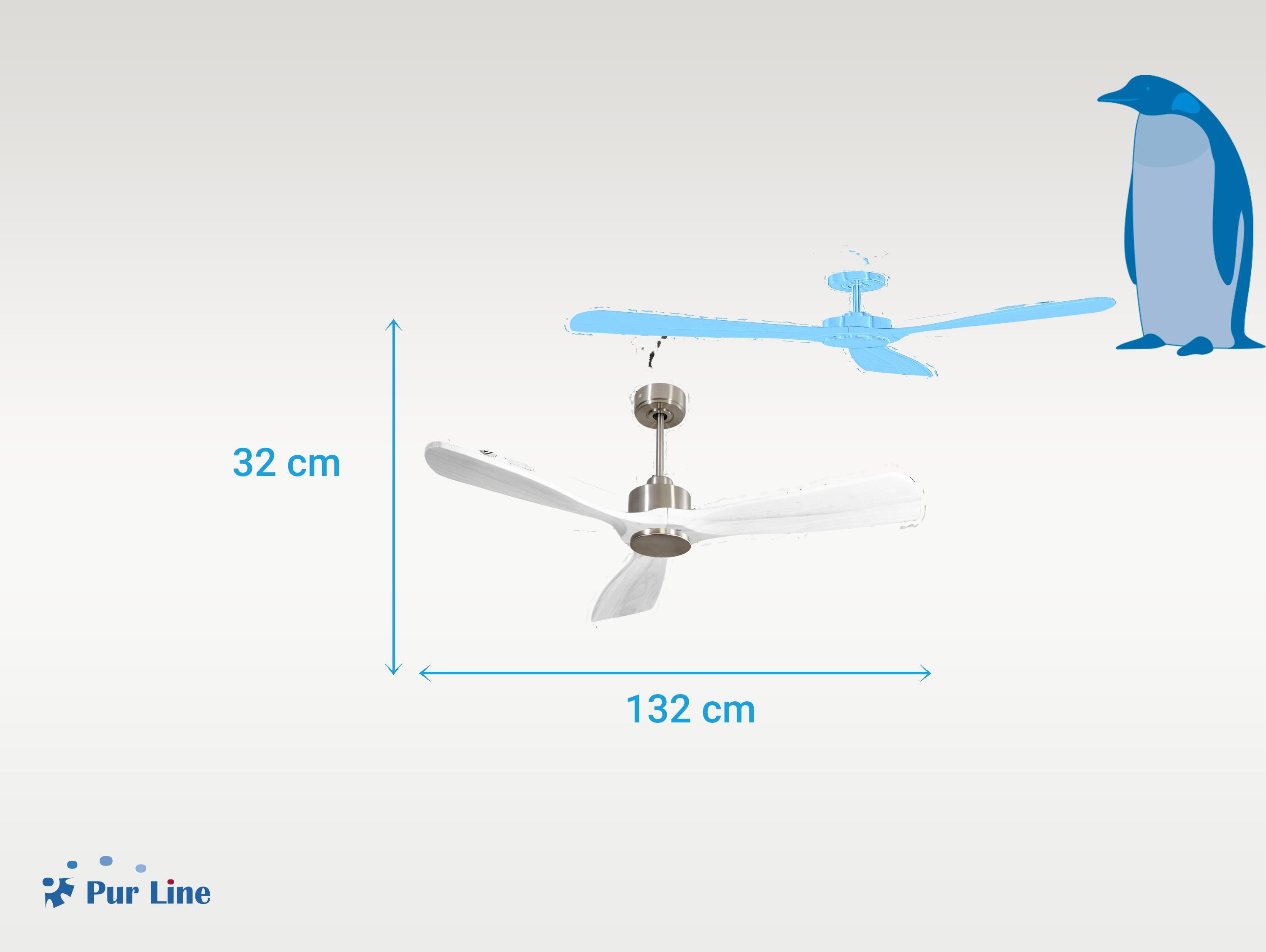 Ventilatore da soffitto Reversibile Termostato Wifi Motore CC Tetti inclinati Telecomando Hypersilence Memoria FullWood Shopify Vendible (AUTOMATICO)