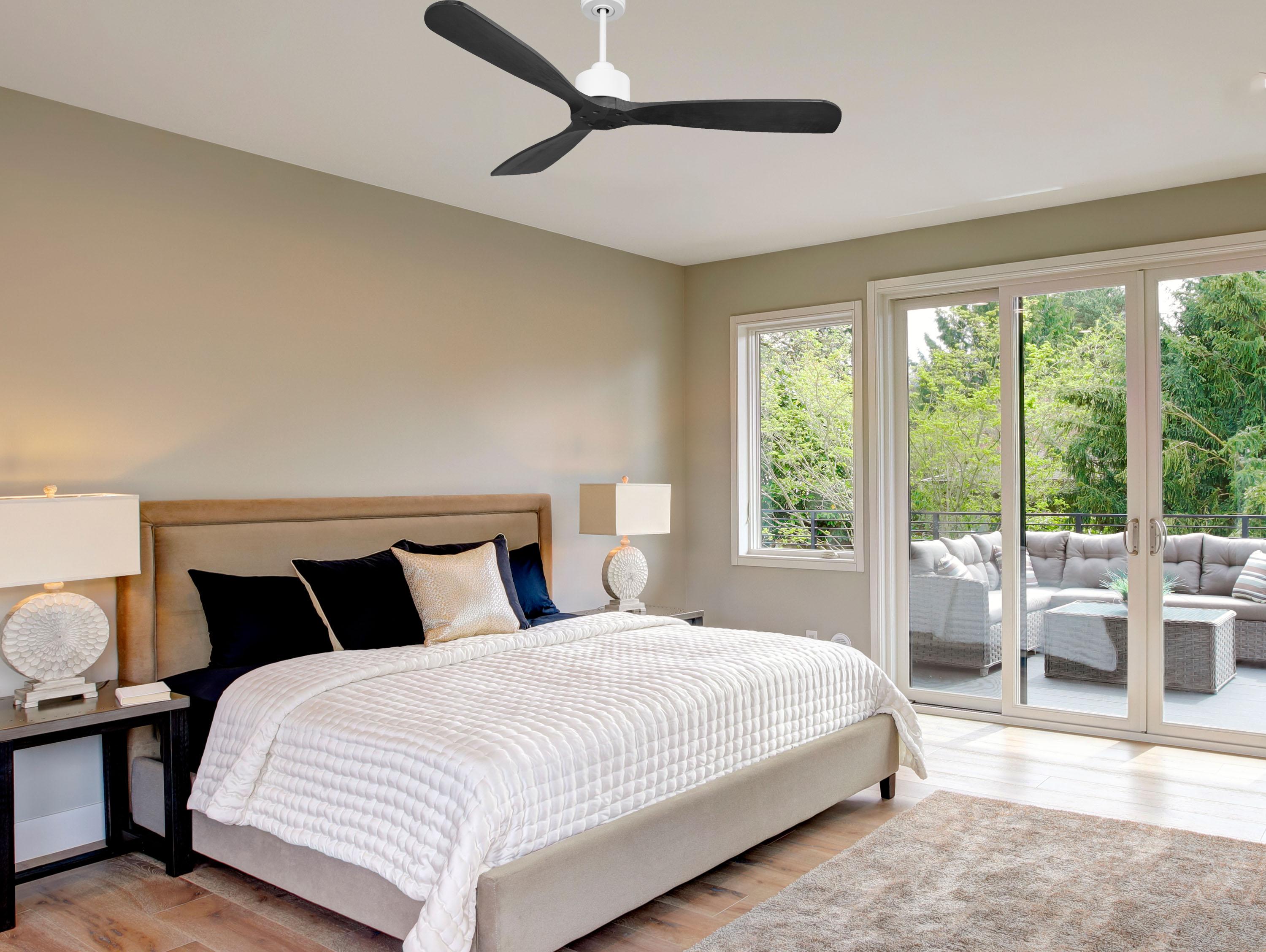 Ventilatore da soffitto Reversibile Termostato Wifi Motore CC Tetti inclinati Telecomando Hypersilence Memoria FullWood Shopify Vendible (AUTOMATICO)