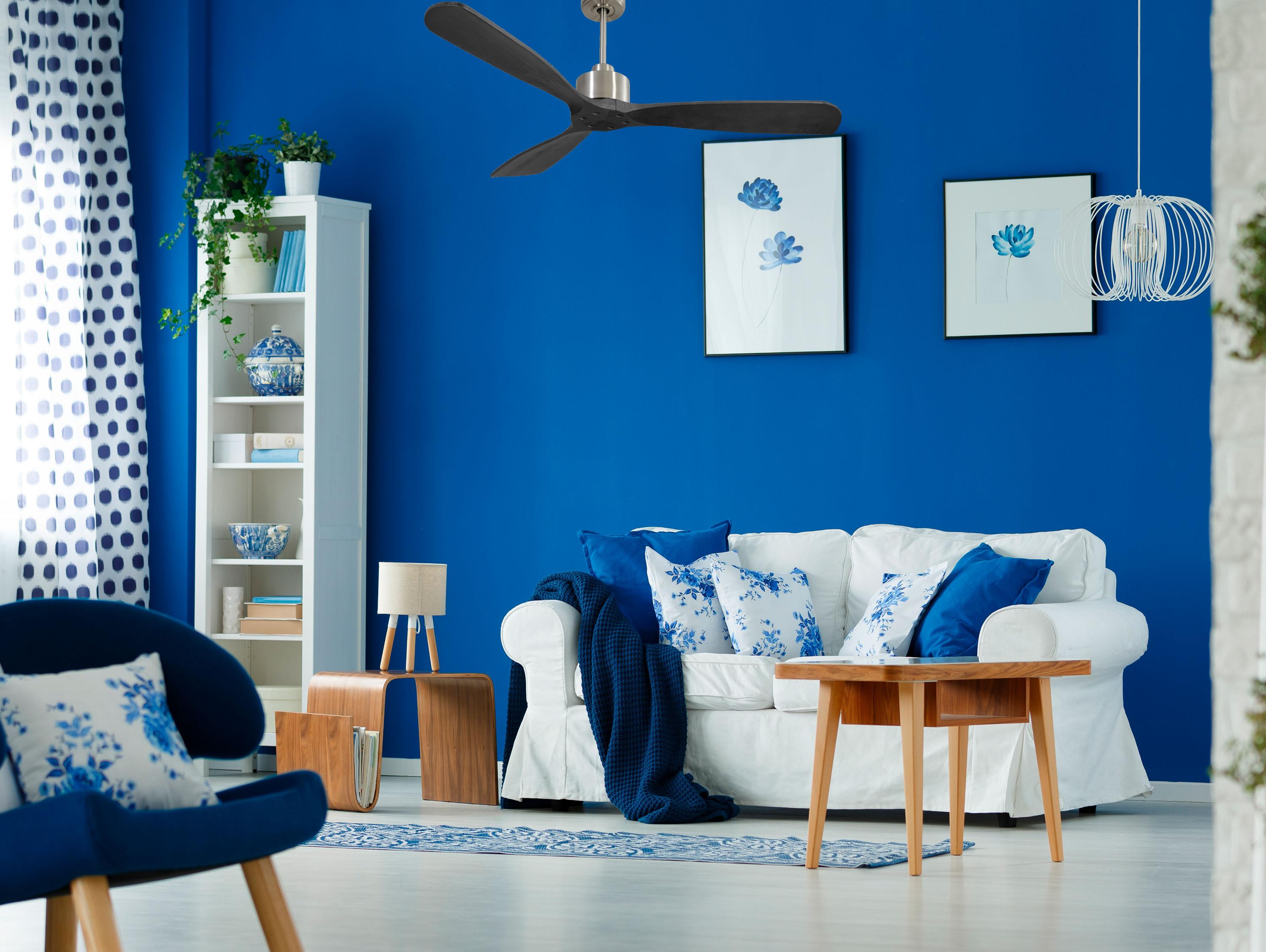 Ventilatore da soffitto Reversibile Termostato Wifi Motore CC Tetti inclinati Telecomando Hypersilence Memoria FullWood