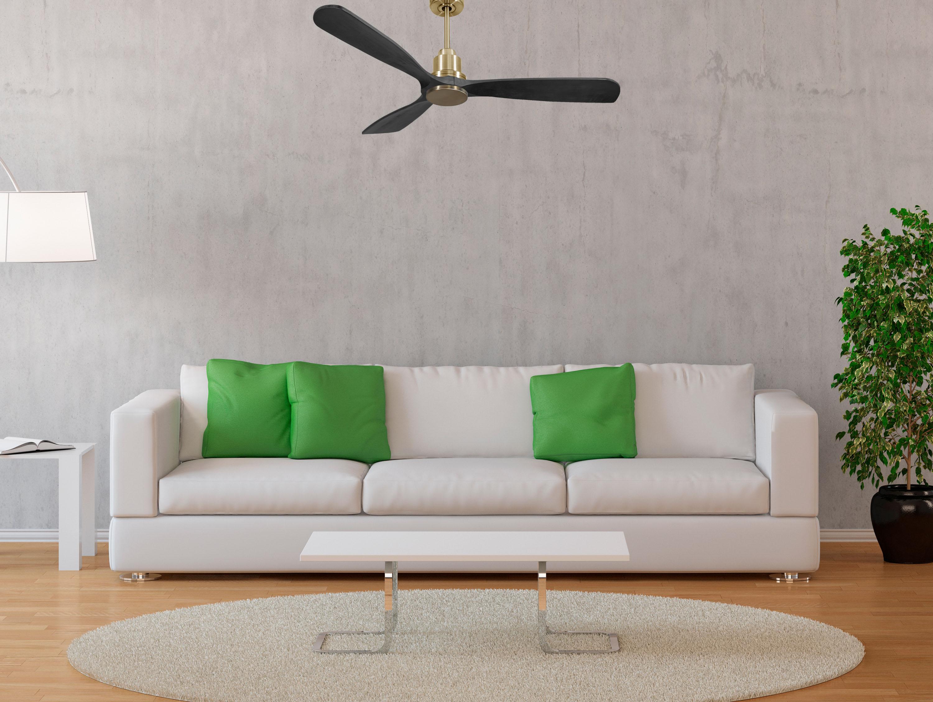 Ventilatore da soffitto Reversibile Termostato Wifi Motore CC Tetti inclinati Telecomando Hypersilence Memoria FullWood