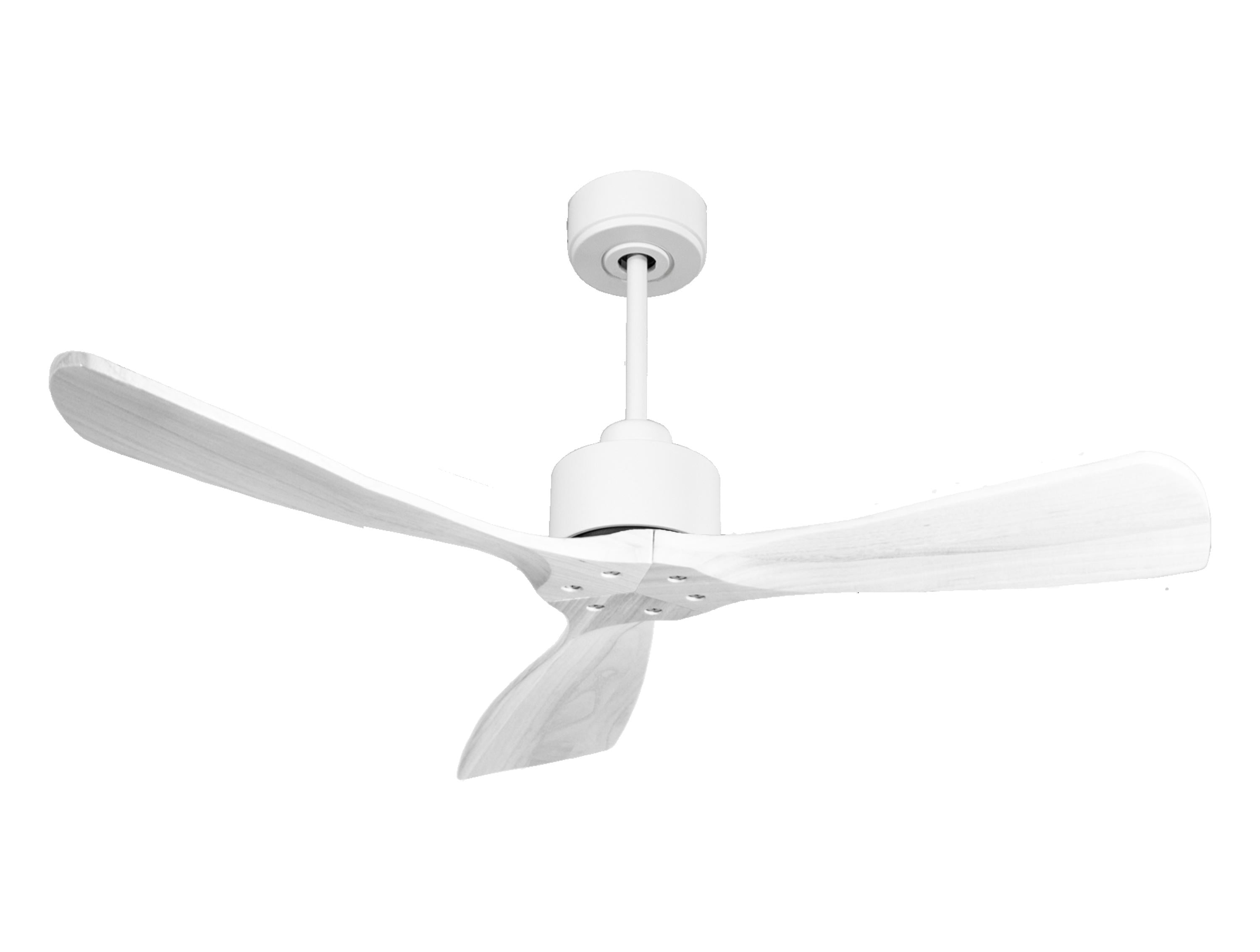Ventilatore da soffitto Reversibile Termostato Wifi Motore CC Tetti inclinati Telecomando Hypersilence Memoria FullWood