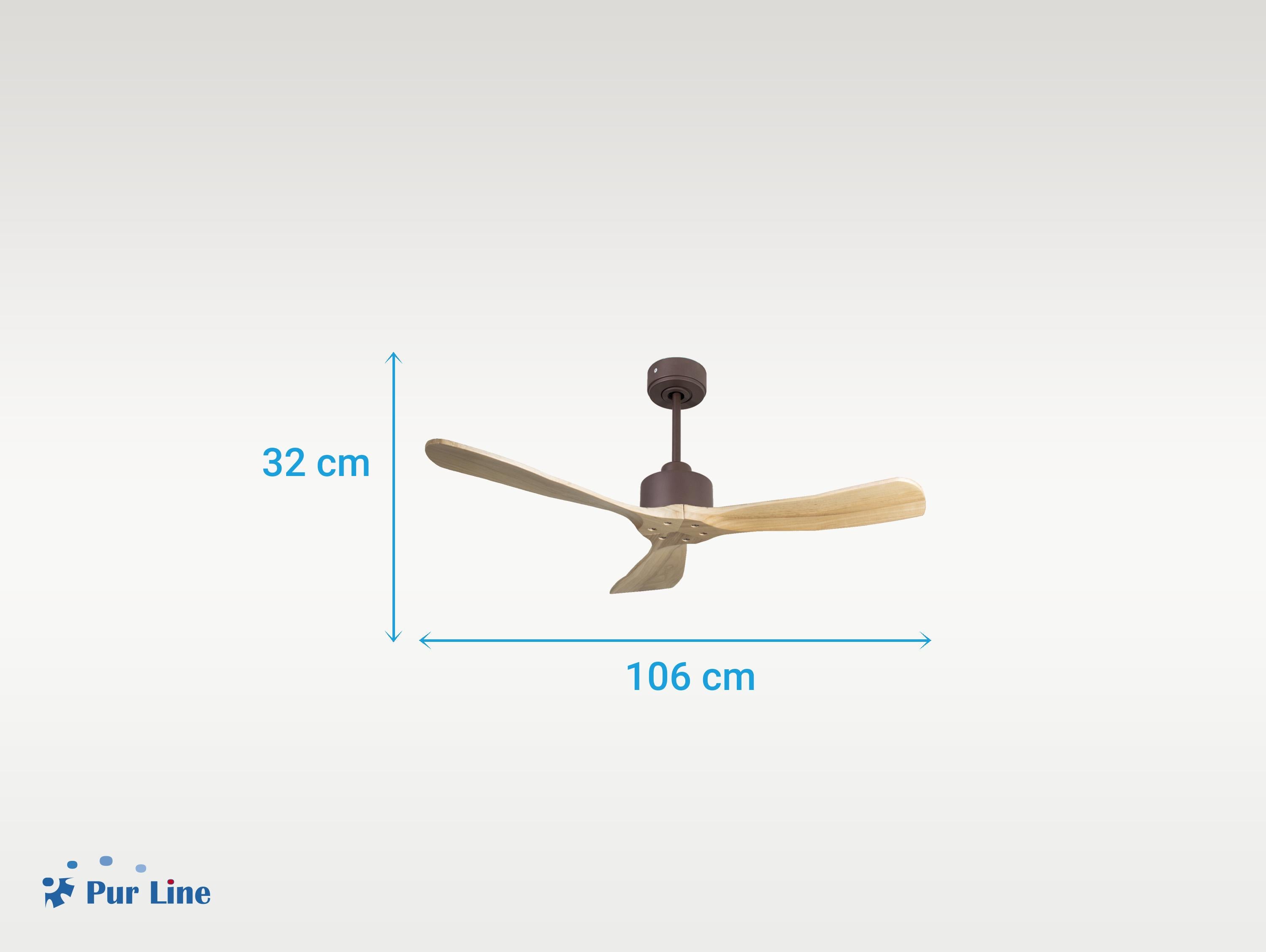 Ventilatore da soffitto Reversibile Termostato Wifi Motore CC Tetti inclinati Telecomando Hypersilence Memoria FullWood