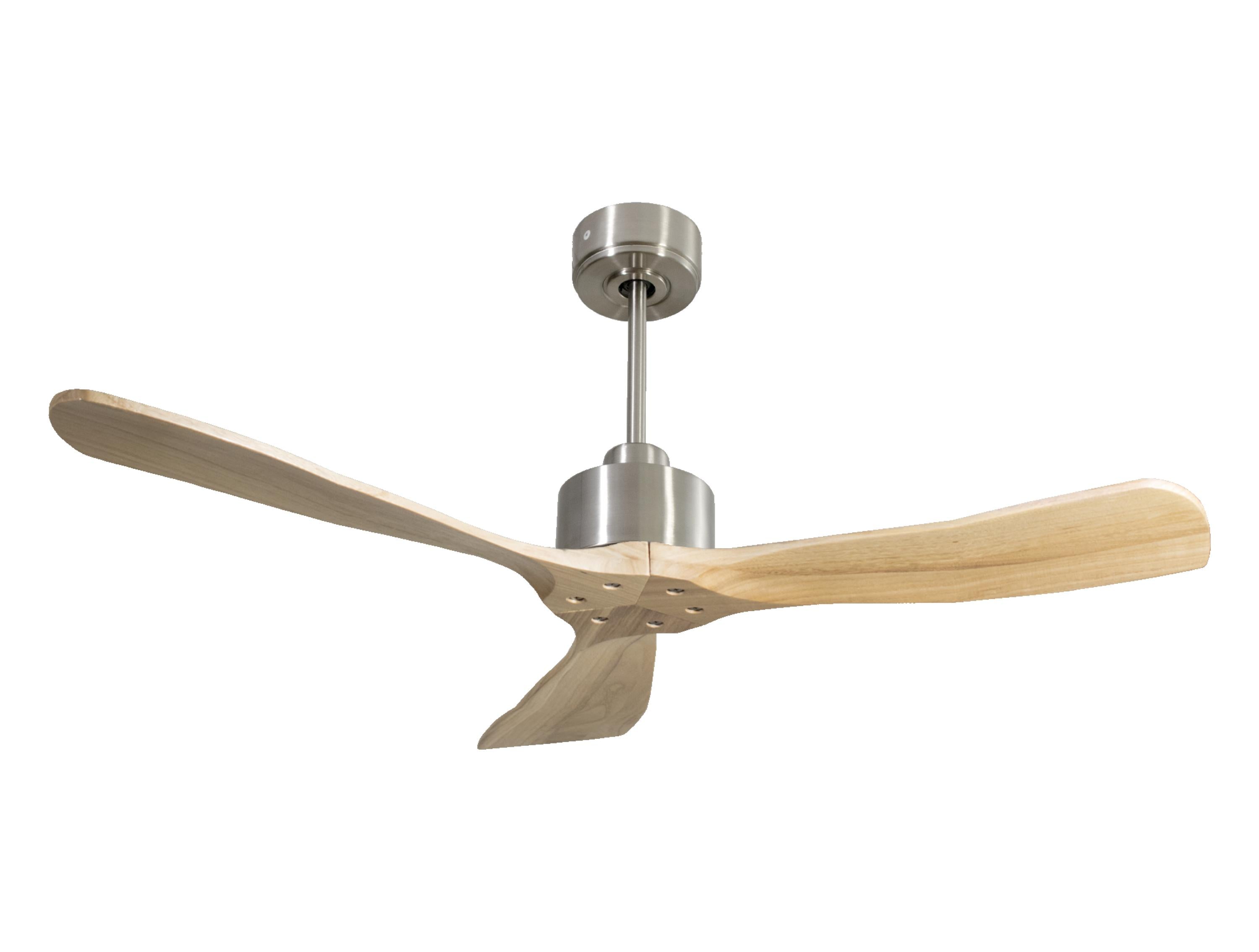 Ventilatore da soffitto Reversibile Termostato Wifi Motore CC Tetti inclinati Telecomando Hypersilence Memoria FullWood