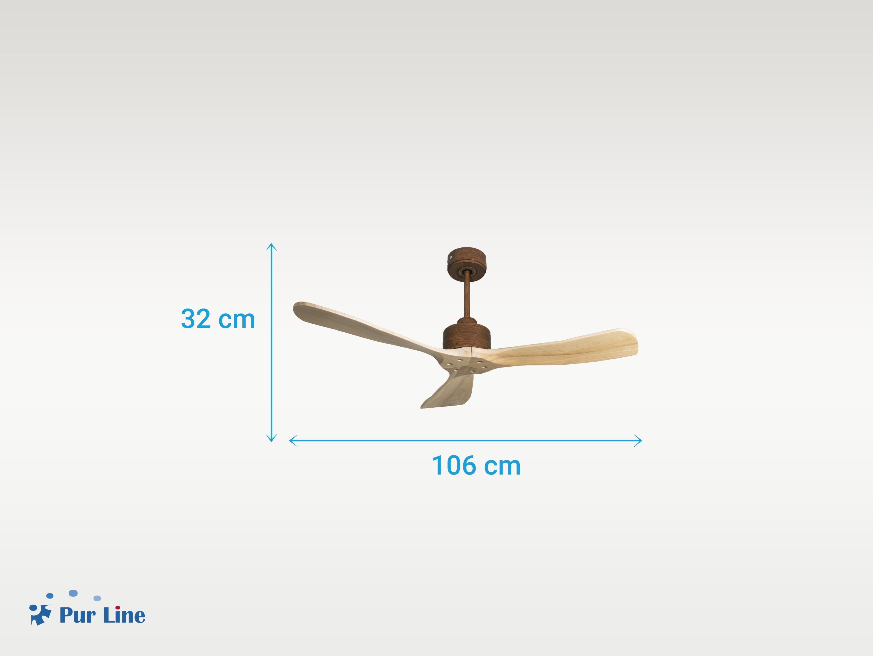 Ventilatore da soffitto Reversibile Termostato Wifi Motore CC Tetti inclinati Telecomando Hypersilence Memoria FullWood