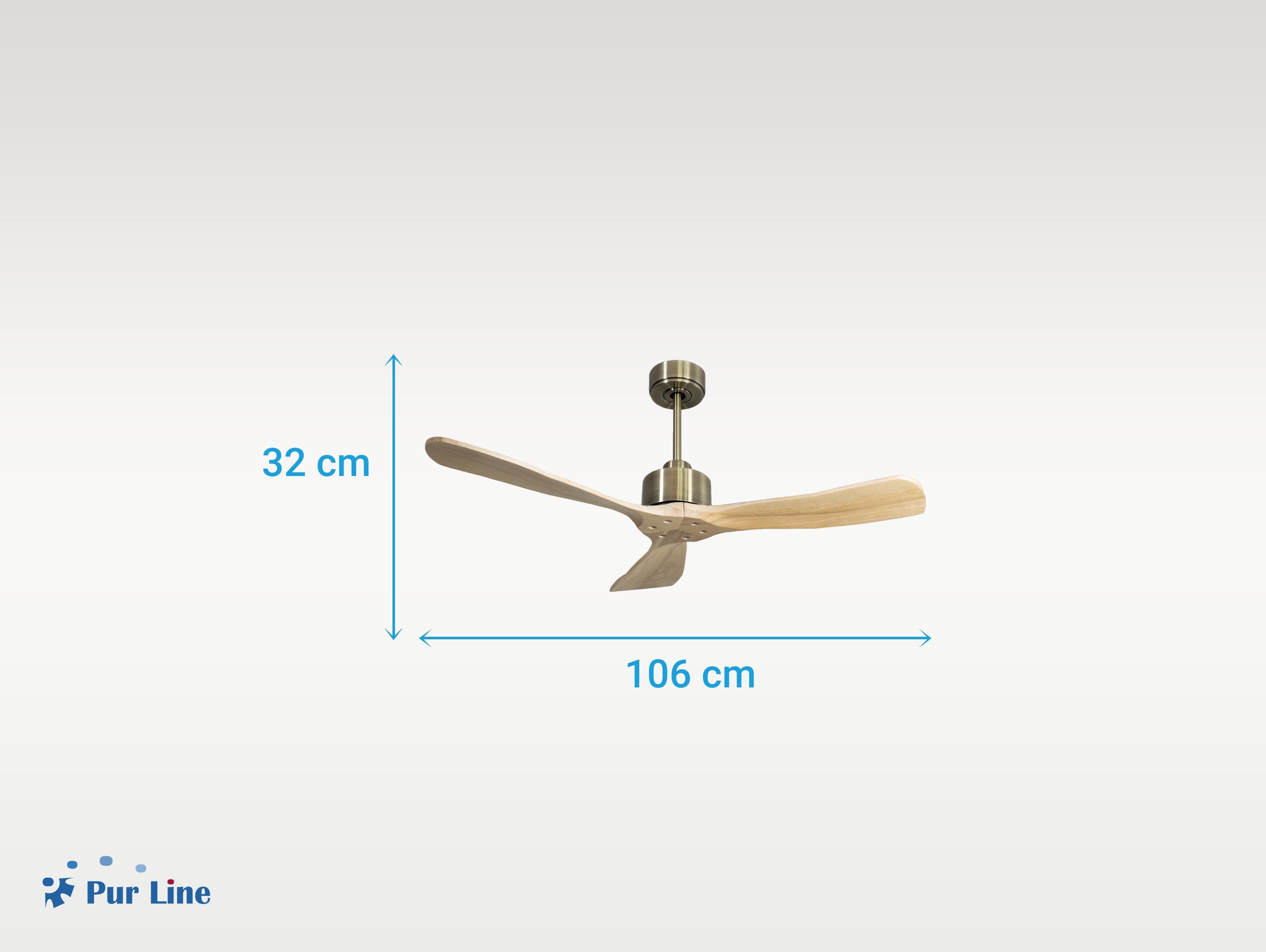 Ventilatore da soffitto Reversibile Termostato Wifi Motore CC Tetti inclinati Telecomando Hypersilence Memoria FullWood