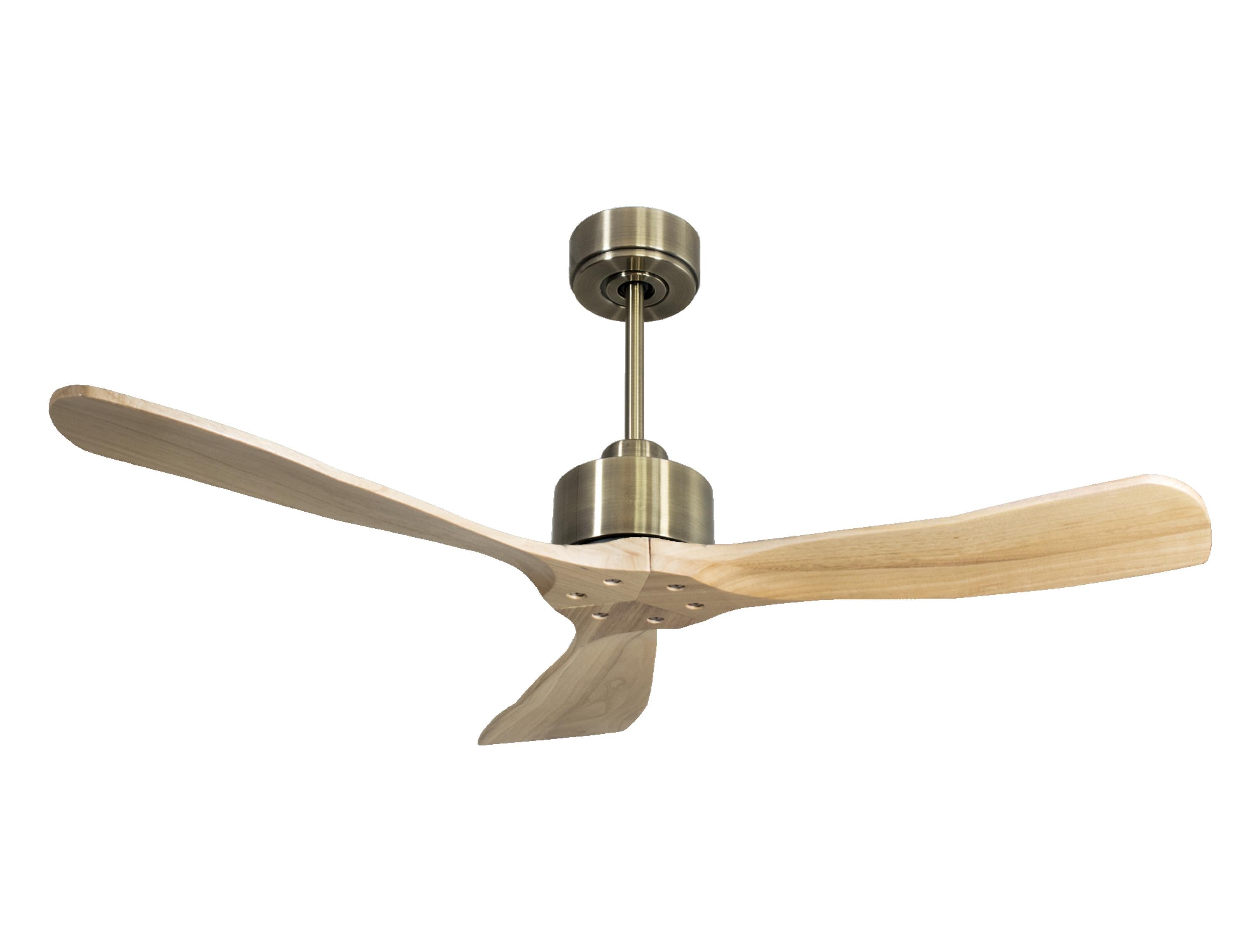 Ventilatore da soffitto Reversibile Termostato Wifi Motore CC Tetti inclinati Telecomando Hypersilence Memoria FullWood