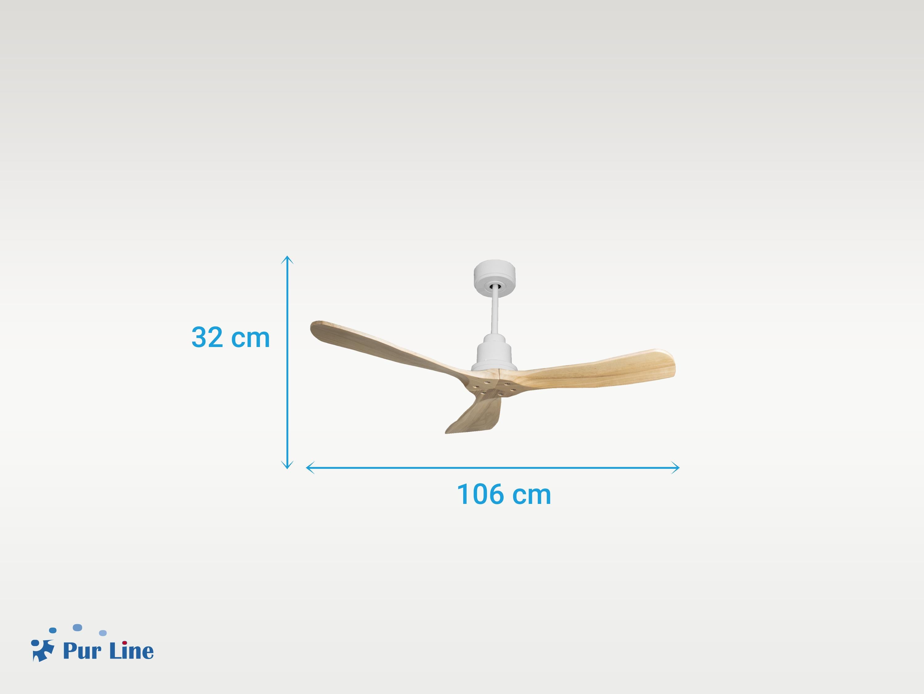 Ventilatore da soffitto Reversibile Termostato Wifi Motore CC Tetti inclinati Telecomando Hypersilence Memoria FullWood Shopify Vendible (AUTOMATICO)