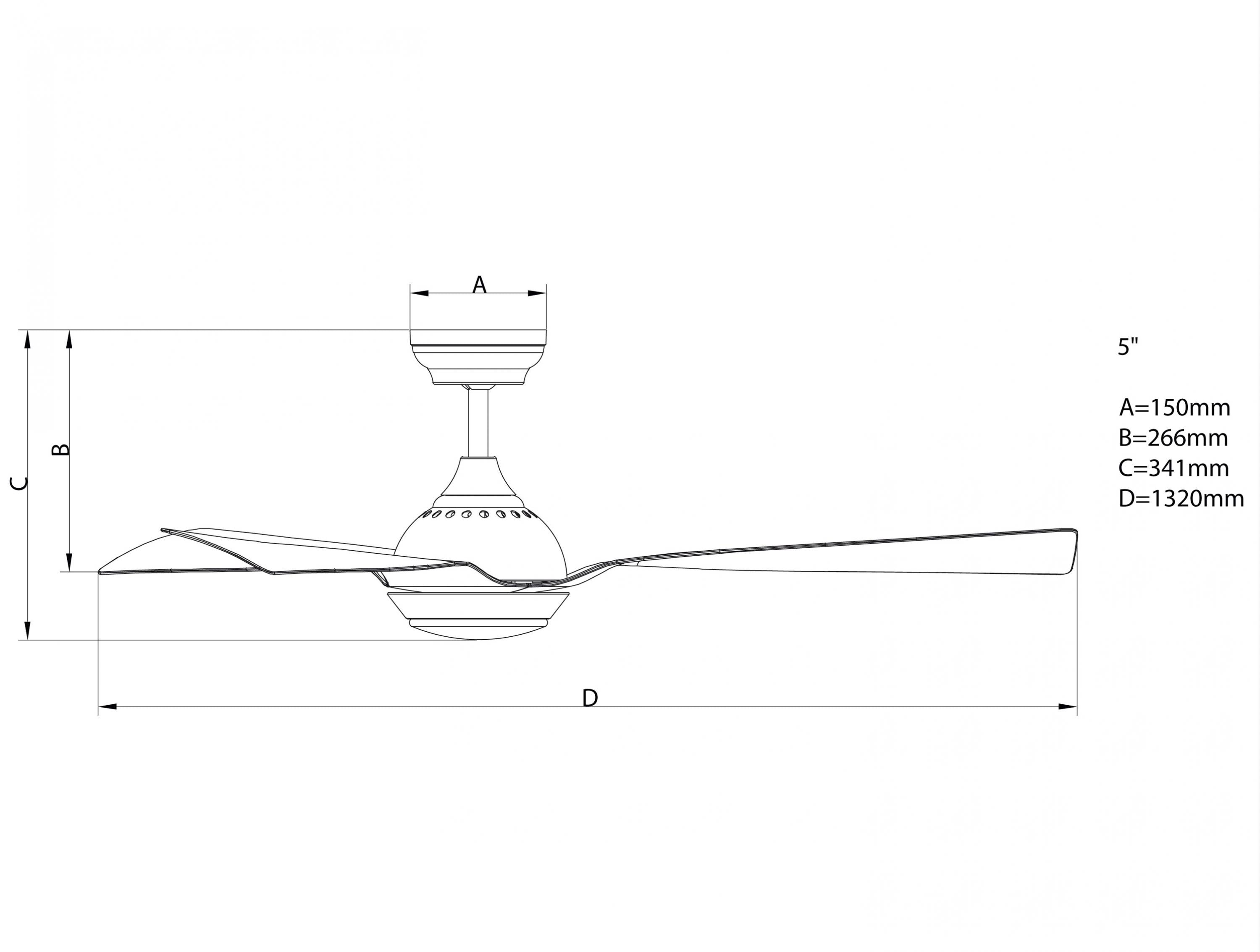 Ventilatore da soffitto ø132 cm con Wifi Reversibile Hypersilence