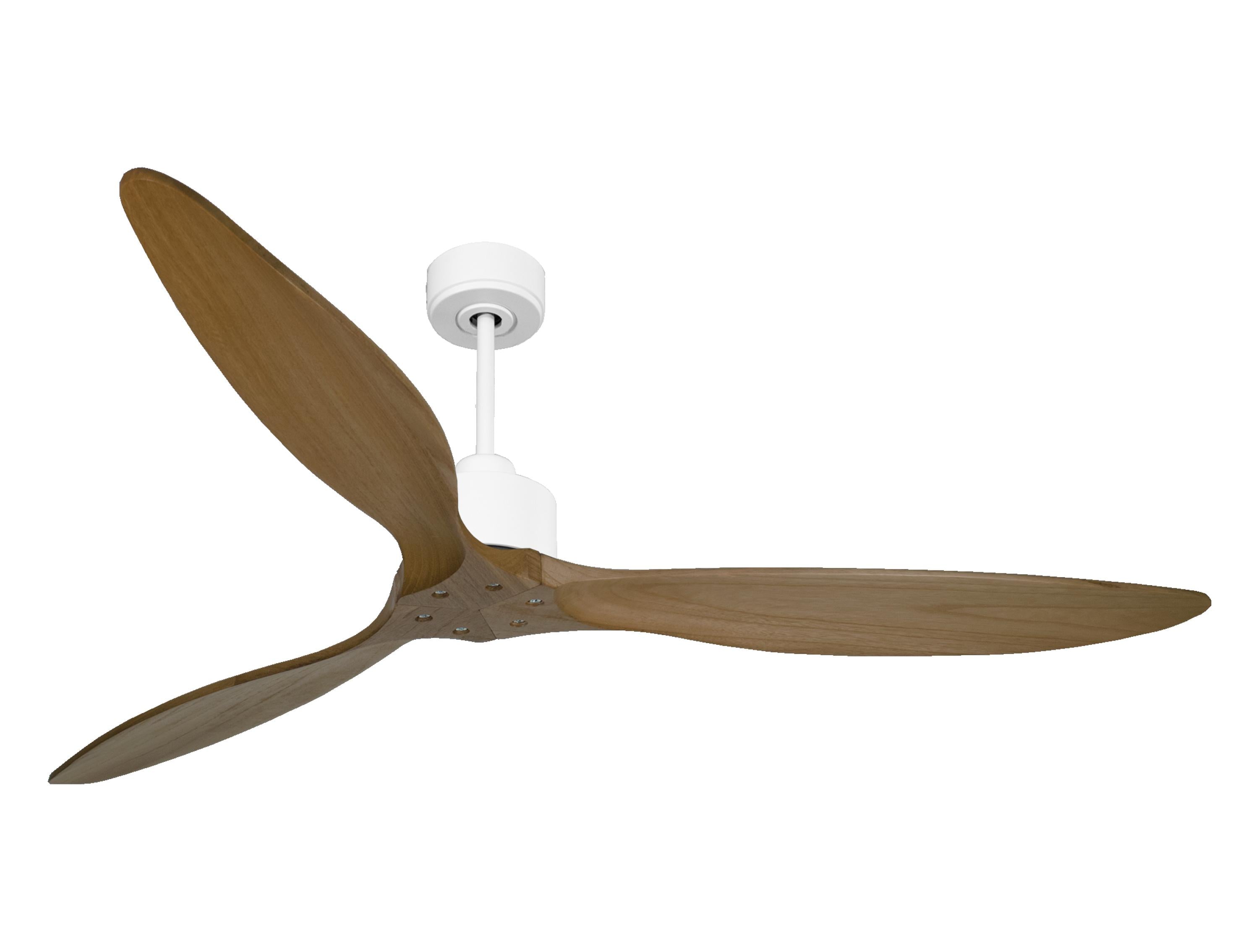 Ventilatore da soffitto Reversibile Termostato Wifi Motore CC Tetti inclinati Telecomando Hypersilence Memoria FullWood