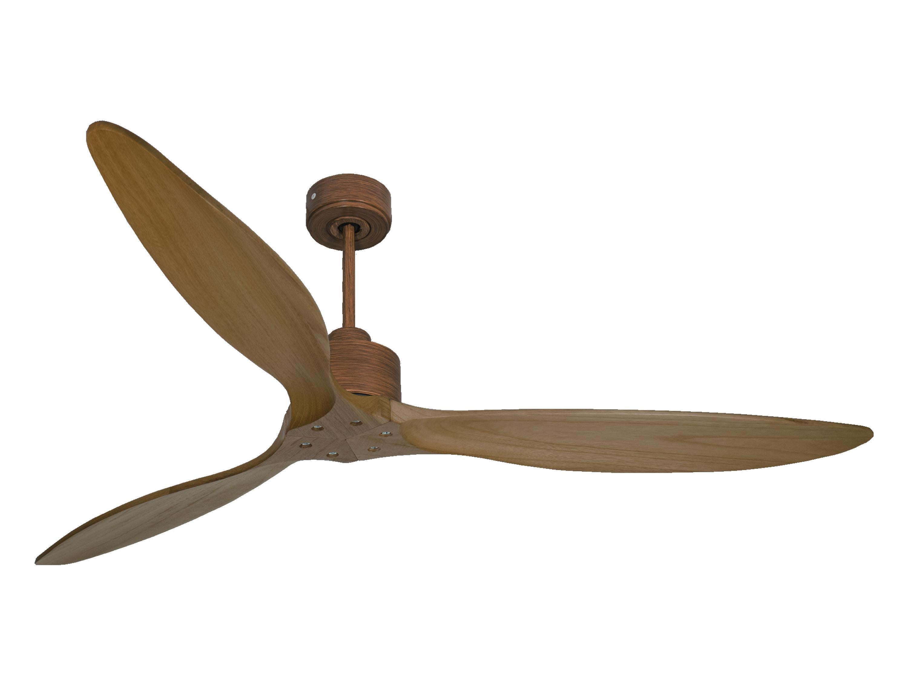 Ventilatore da soffitto Reversibile Termostato Wifi Motore CC Tetti inclinati Telecomando Hypersilence Memoria FullWood