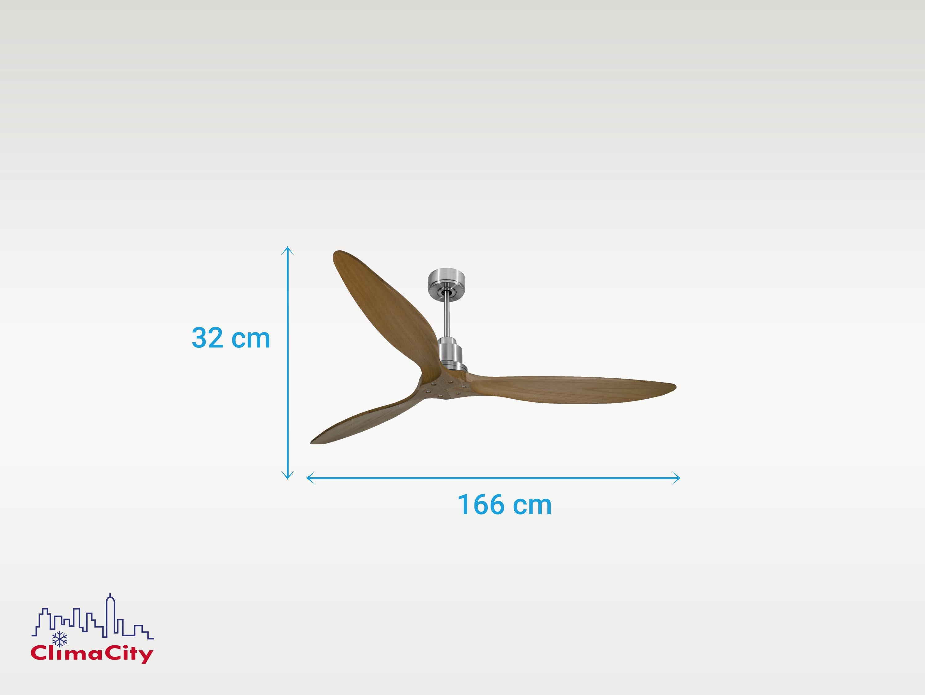 Ventilatore da soffitto Reversibile Termostato Wifi Motore CC Tetti inclinati Telecomando Hypersilence Memoria FullWood