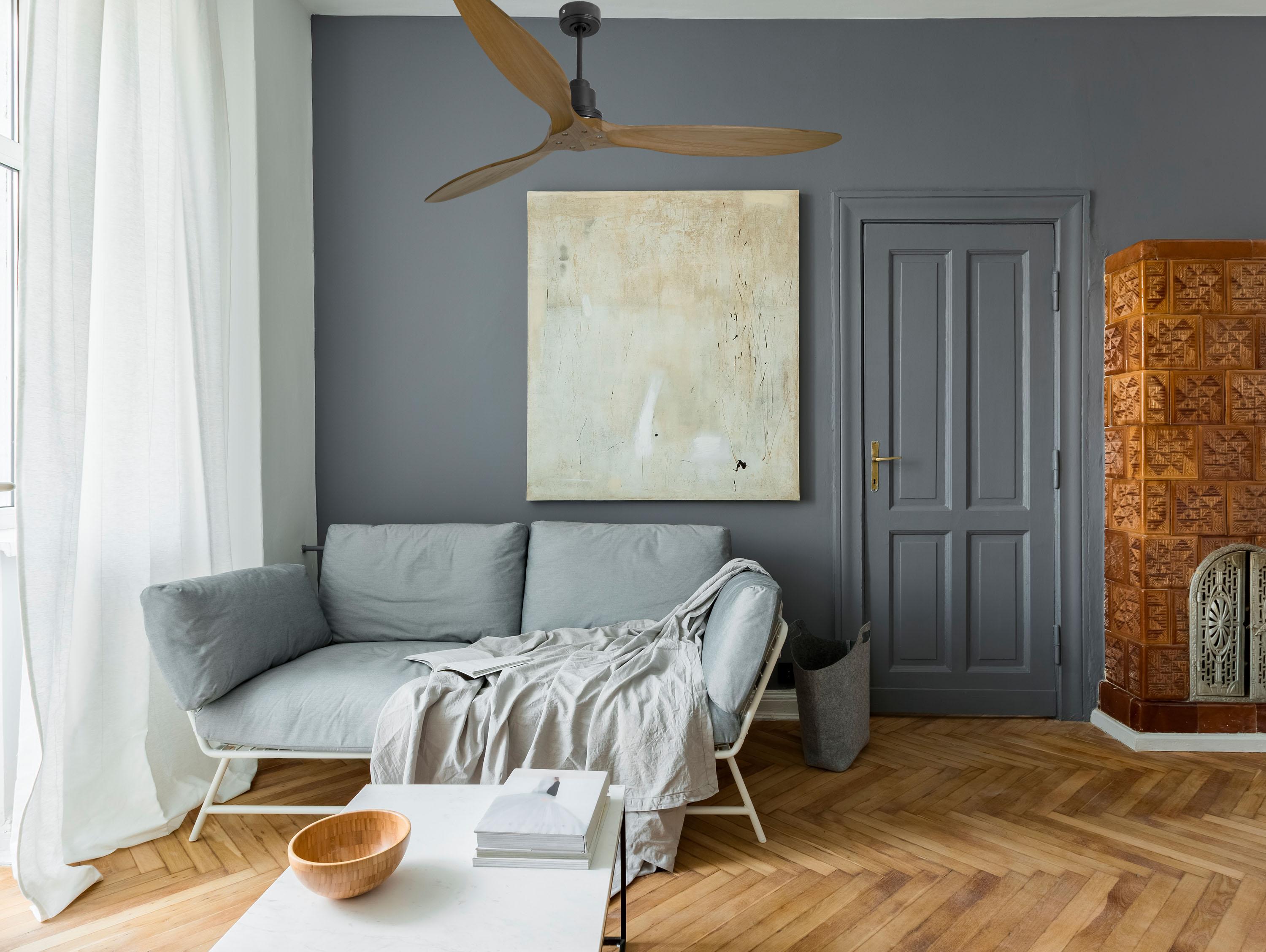 Ventilatore da soffitto Reversibile Termostato Wifi Motore CC Tetti inclinati Telecomando Hypersilence Memoria FullWood Shopify Vendible (AUTOMATICO)
