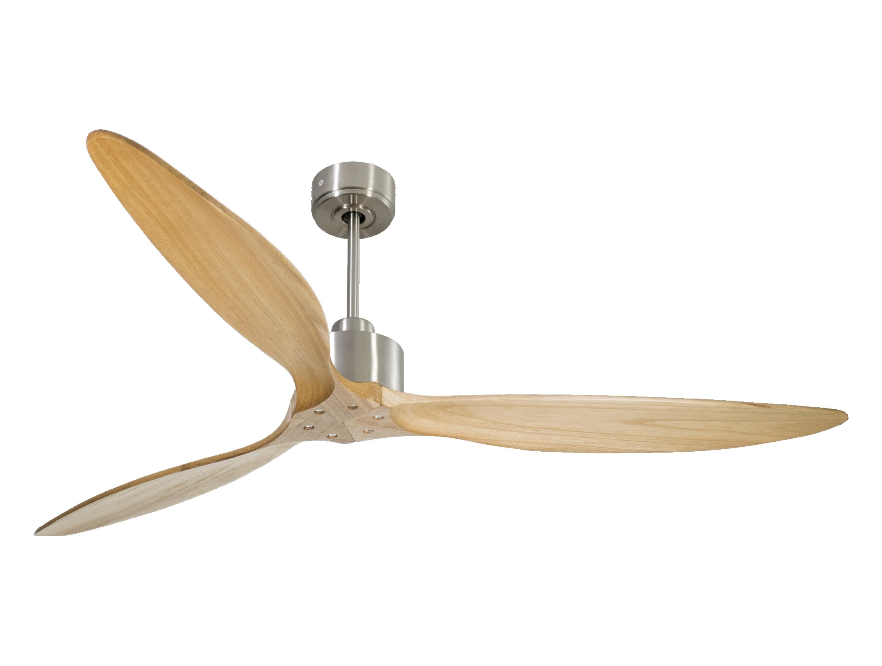 Ventilatore da soffitto Reversibile Termostato Wifi Motore CC Tetti inclinati Telecomando Hypersilence Memoria FullWood