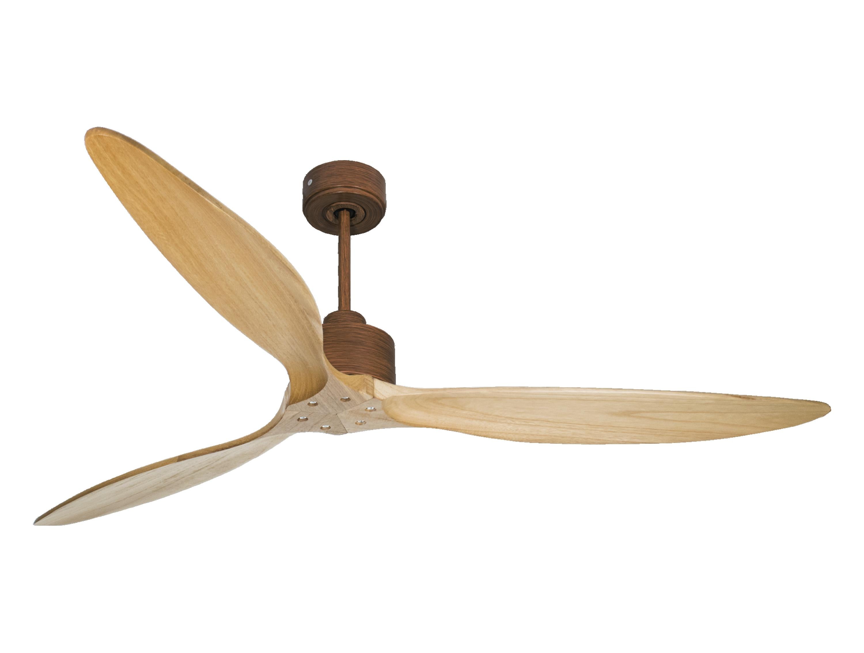 Ventilatore da soffitto Reversibile Termostato Wifi Motore CC Tetti inclinati Telecomando Hypersilence Memoria FullWood