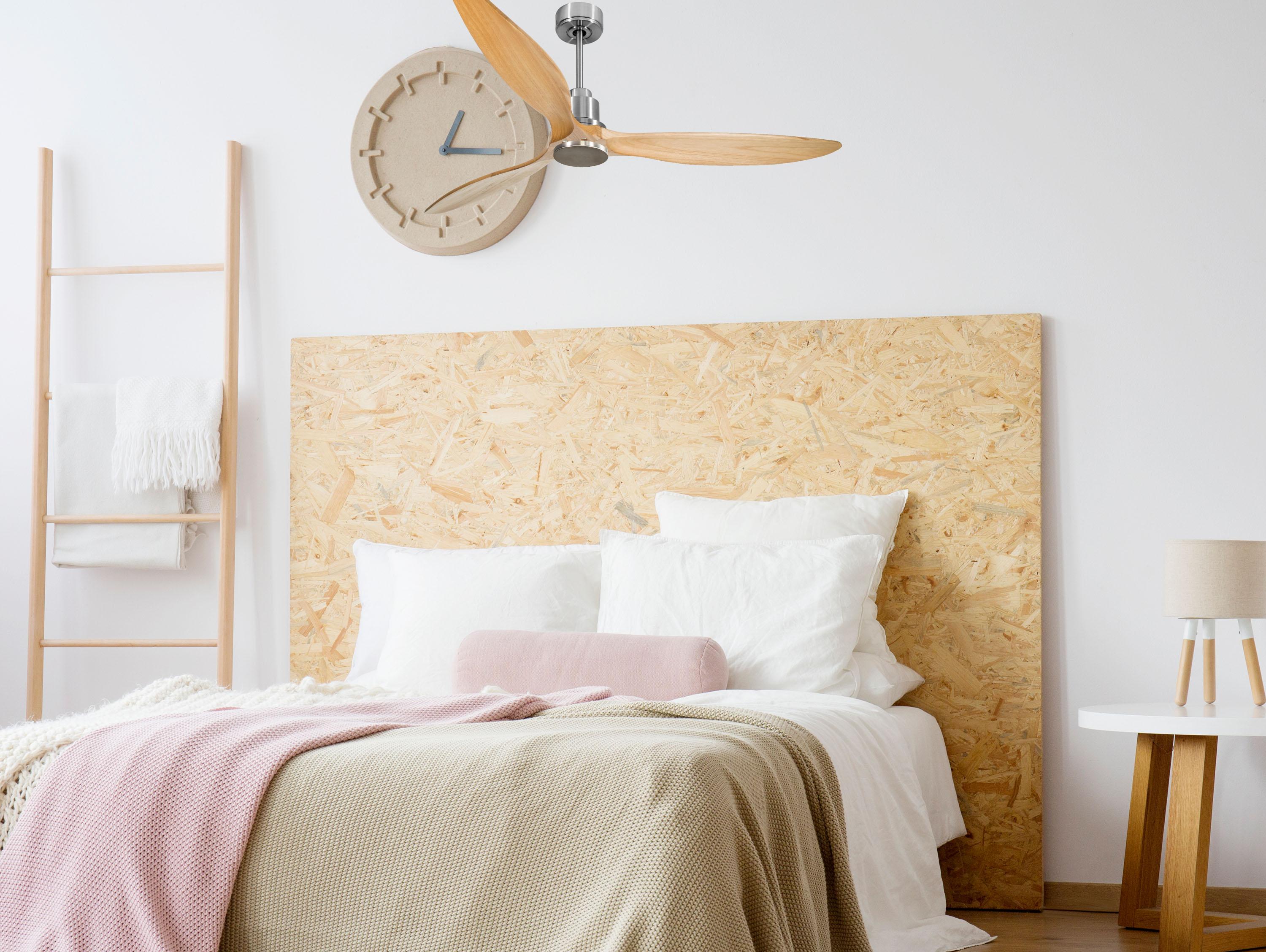 Ventilatore da soffitto Reversibile Termostato Wifi Motore CC Tetti inclinati Telecomando Hypersilence Memoria FullWood Shopify Vendible (AUTOMATICO)