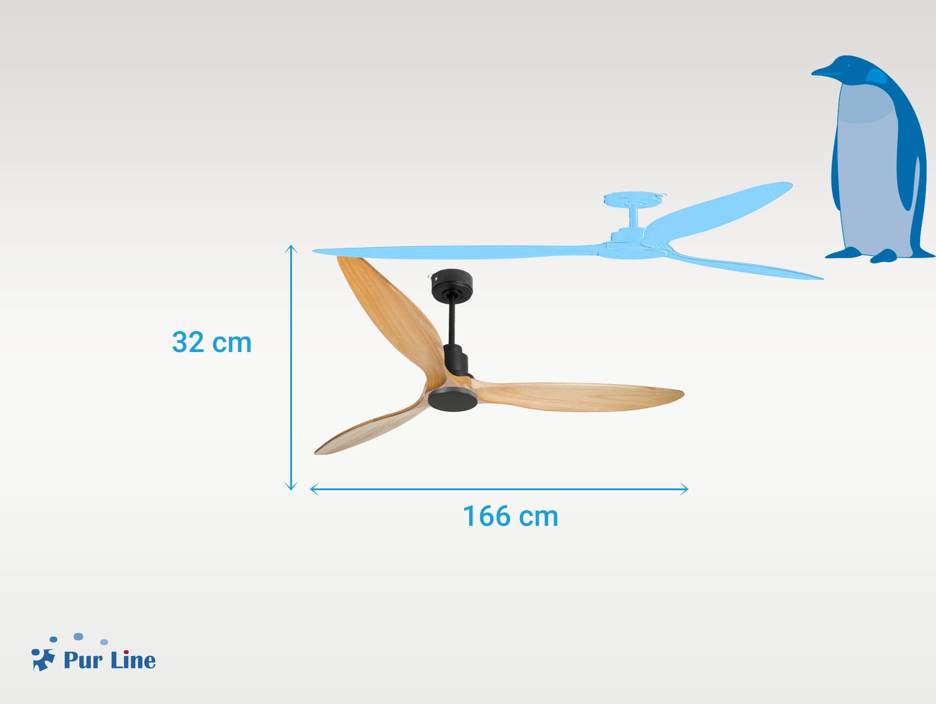 Ventilatore da soffitto Reversibile Termostato Wifi Motore CC Tetti inclinati Telecomando Hypersilence Memoria FullWood
