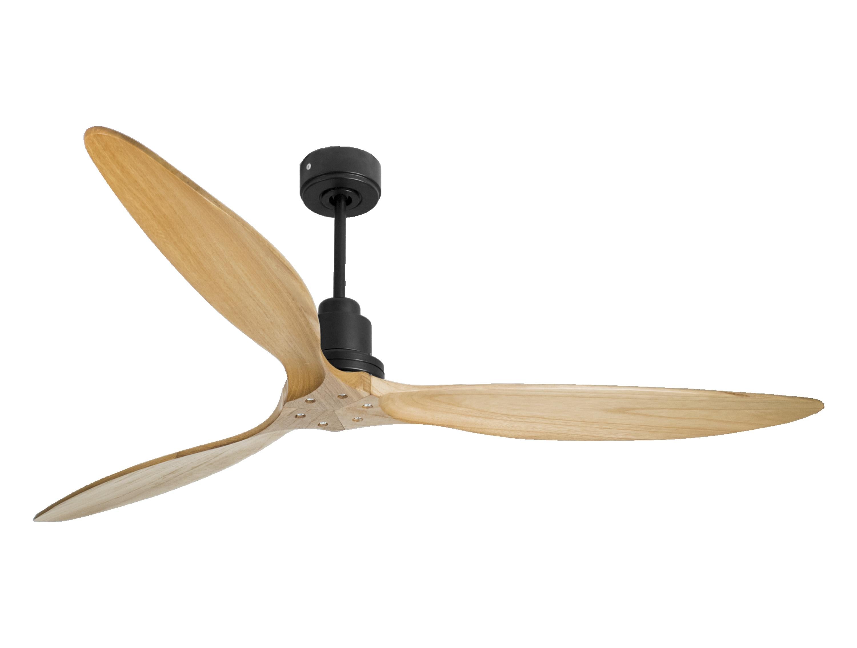 Ventilatore da soffitto Reversibile Termostato Wifi Motore CC Tetti inclinati Telecomando Hypersilence Memoria FullWood