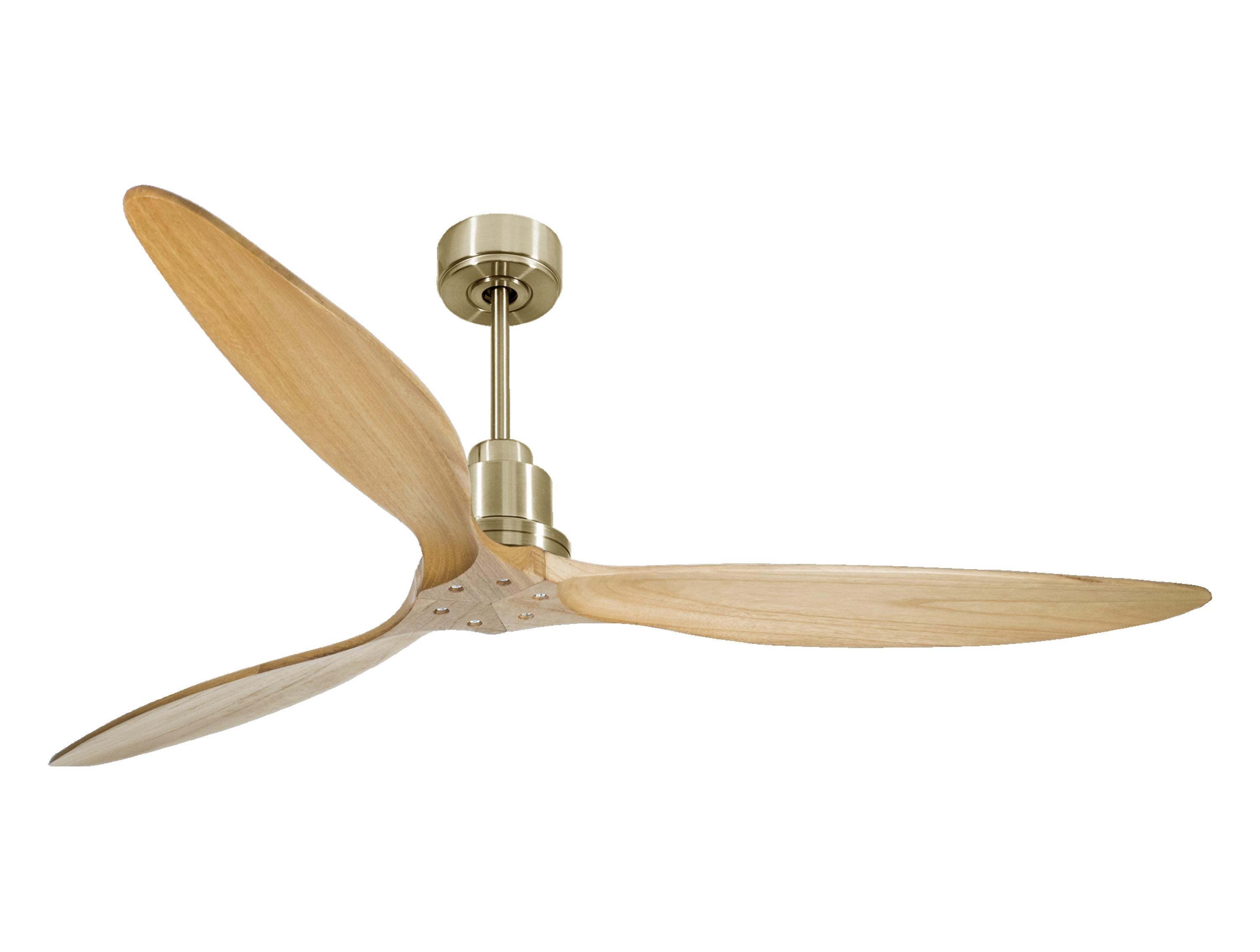 Ventilatore da soffitto Reversibile Termostato Wifi Motore CC Tetti inclinati Telecomando Hypersilence Memoria FullWood