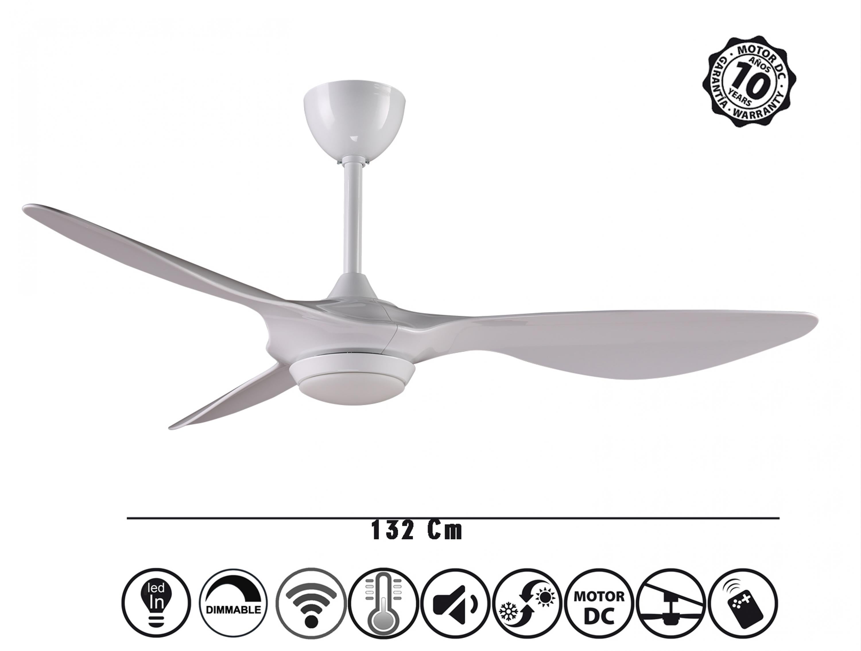 Ventilatore da soffitto ø132 cm con LED e Wifi Reversibile Hypersilence