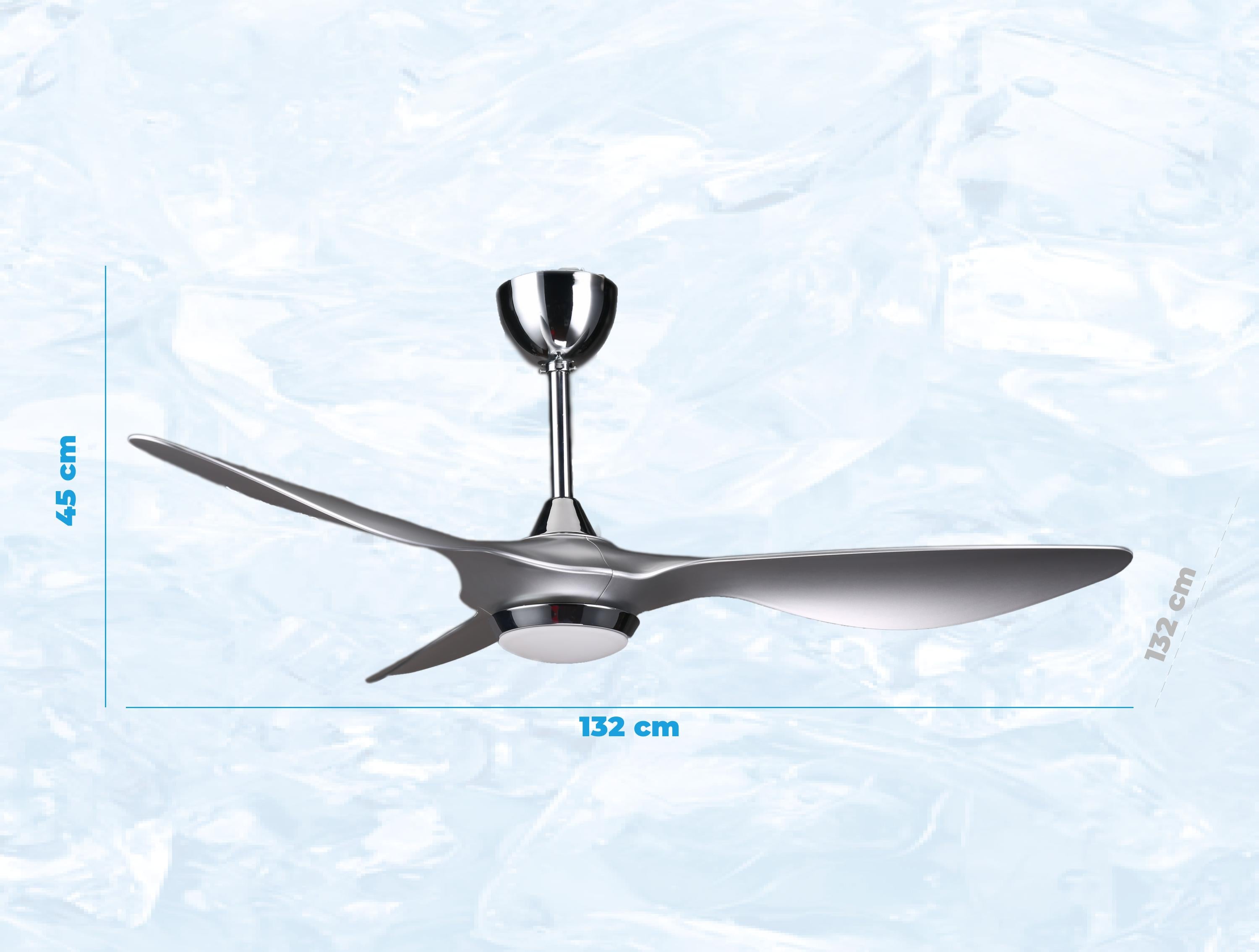 Ventilatore da soffitto ø132 cm con LED e Wifi Reversibile Hypersilence