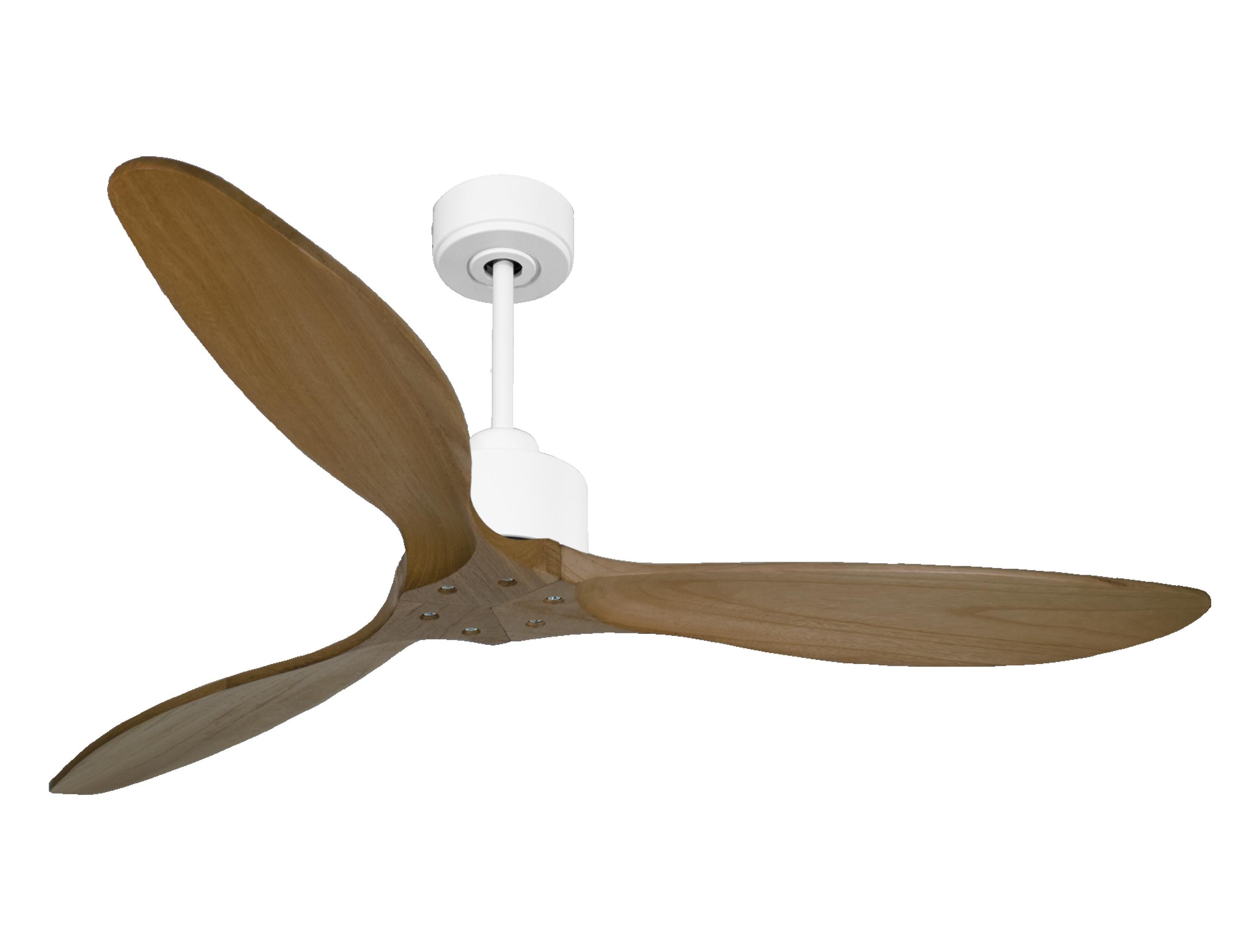 Ventilatore da soffitto Reversibile Termostato Wifi Motore CC Tetti inclinati Telecomando Hypersilence Memoria FullWood
