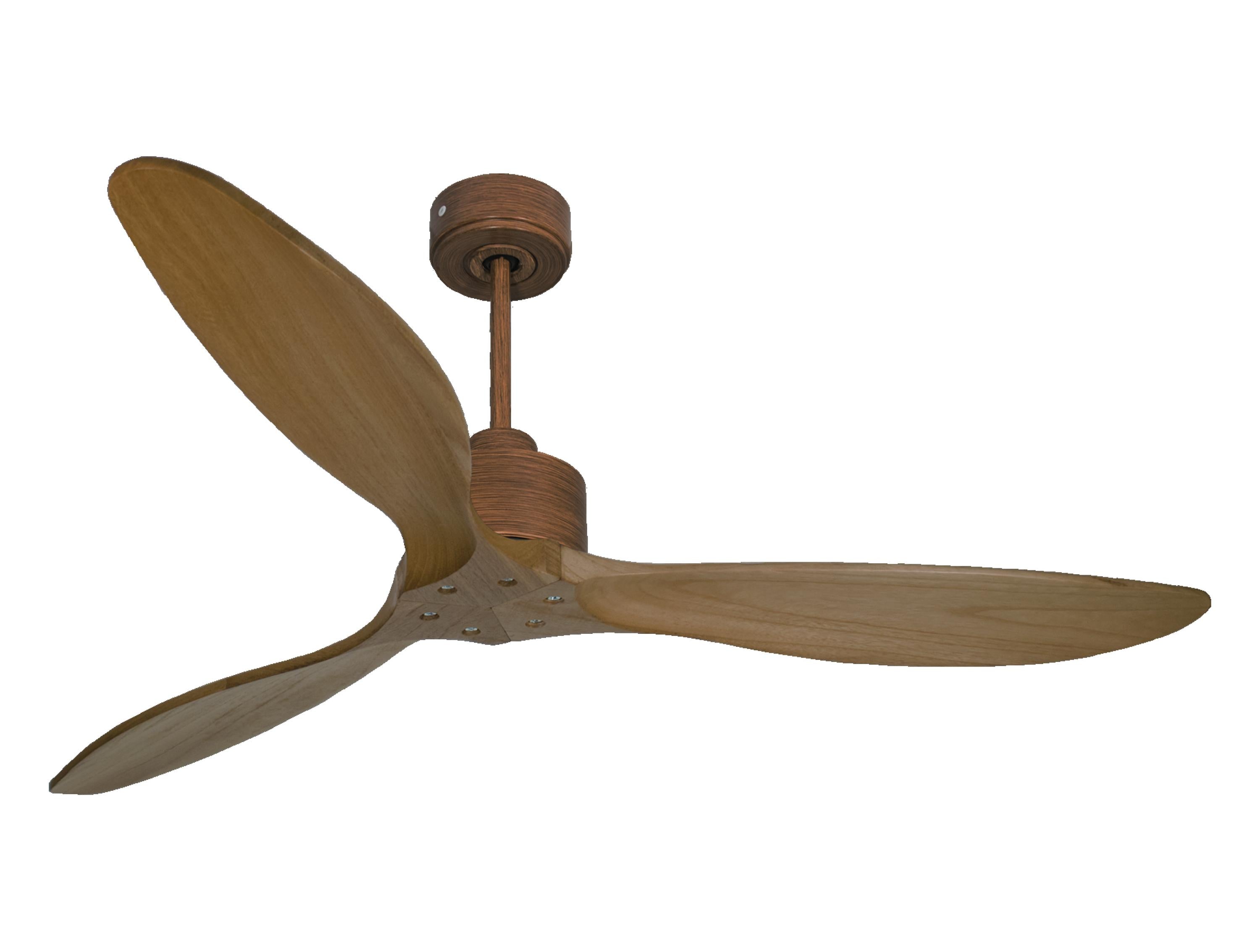 Ventilatore da soffitto Reversibile Termostato Wifi Motore CC Tetti inclinati Telecomando Hypersilence Memoria FullWood