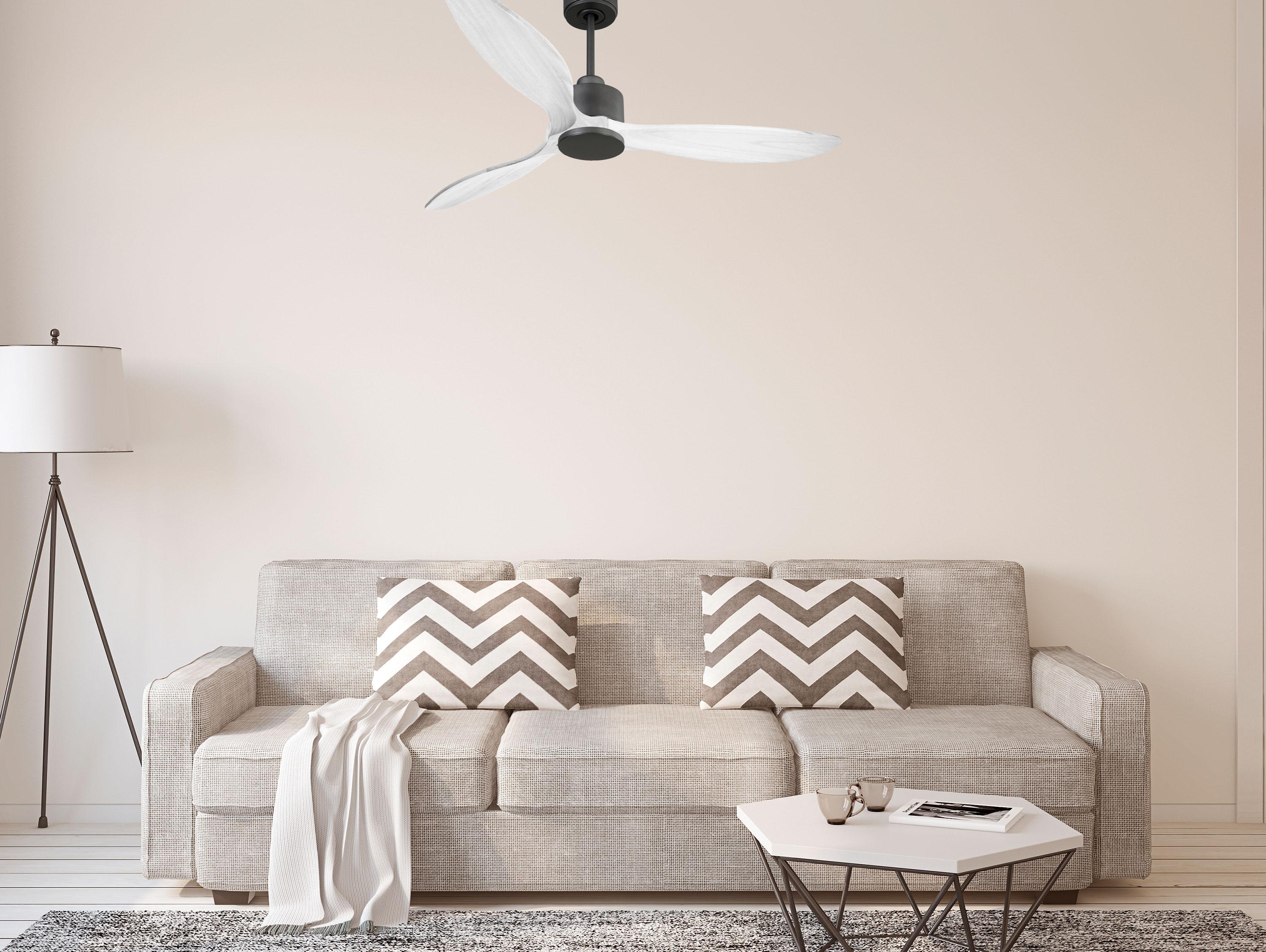 Ventilatore da soffitto Reversibile Termostato Wifi Motore CC Tetti inclinati Telecomando Hypersilence Memoria FullWood