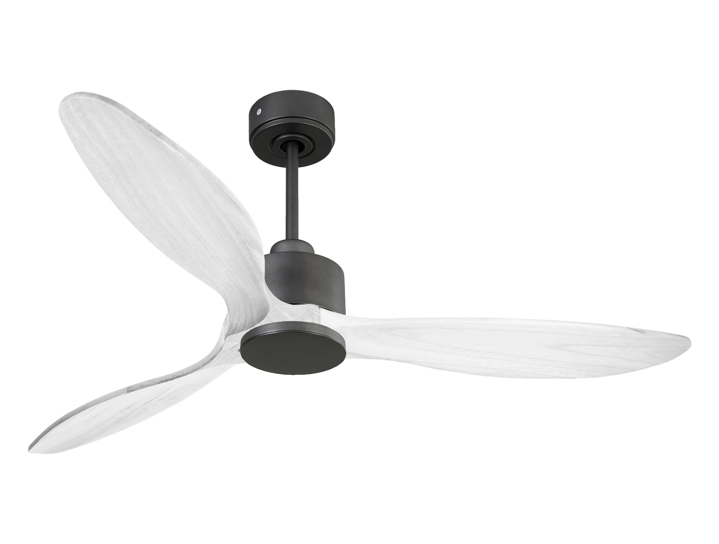 Ventilatore da soffitto Reversibile Termostato Wifi Motore CC Tetti inclinati Telecomando Hypersilence Memoria FullWood