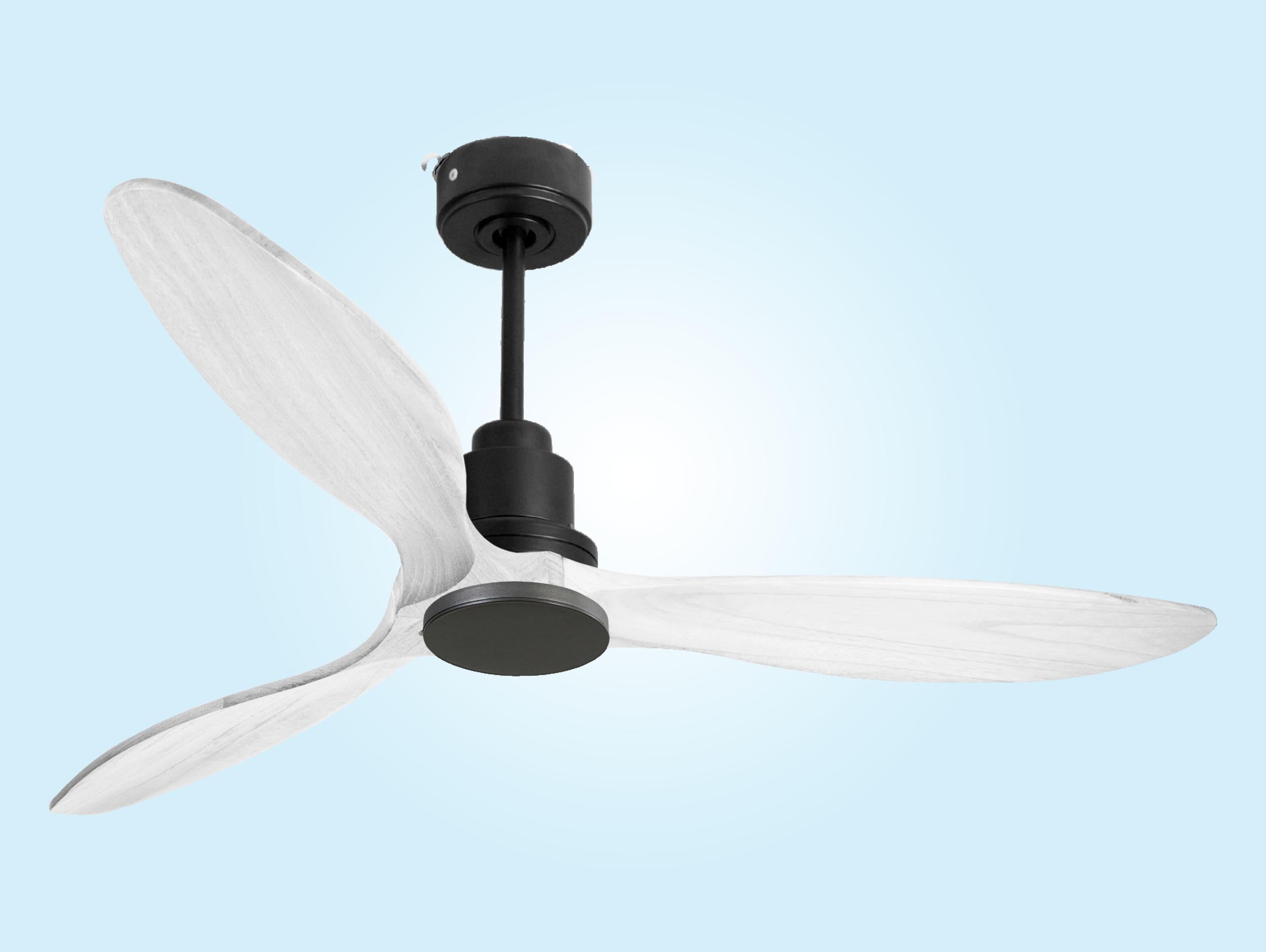 Ventilatore da soffitto Reversibile Termostato Wifi Motore CC Tetti inclinati Telecomando Hypersilence Memoria FullWood