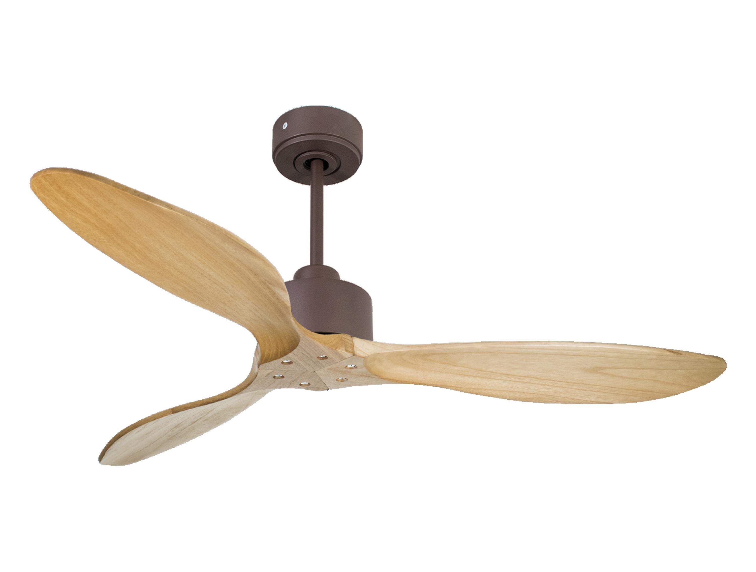 Ventilatore da soffitto Reversibile Termostato Wifi Motore CC Tetti inclinati Telecomando Hypersilence Memoria FullWood
