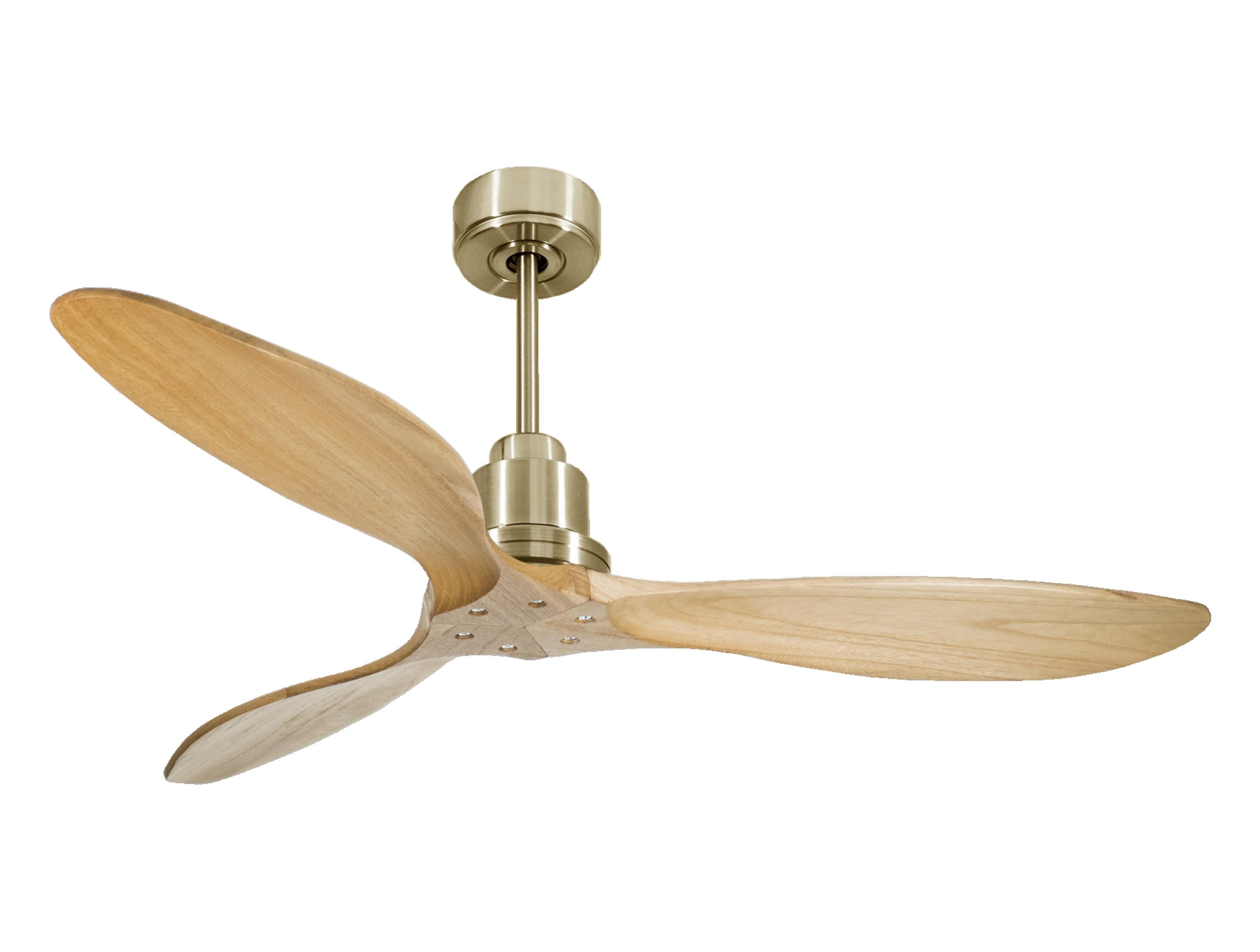Ventilatore da soffitto Reversibile Termostato Wifi Motore CC Tetti inclinati Telecomando Hypersilence Memoria FullWood