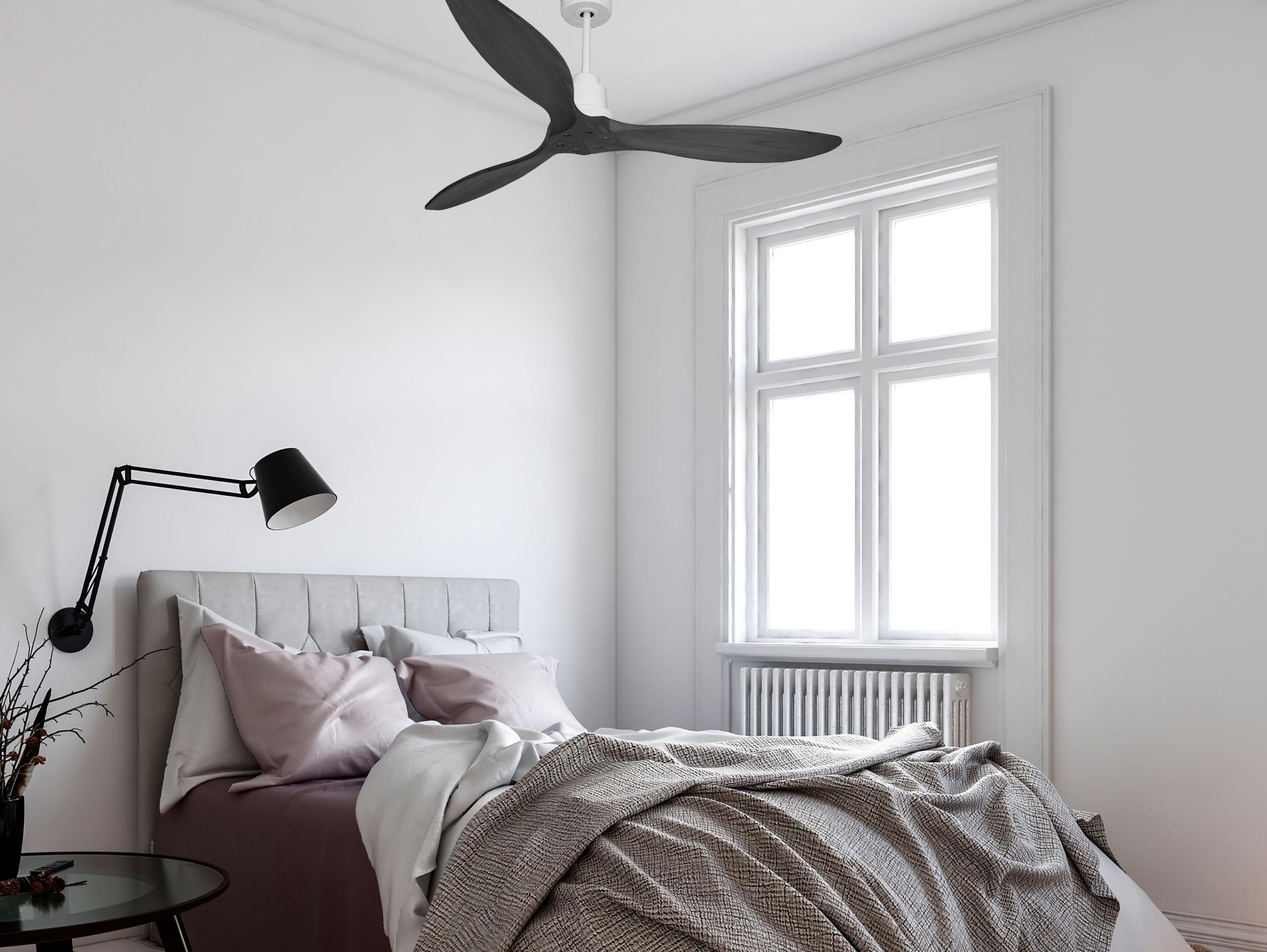 Ventilatore da soffitto Reversibile Termostato Wifi Motore CC Tetti inclinati Telecomando Hypersilence Memoria FullWood Shopify Vendible (AUTOMATICO)