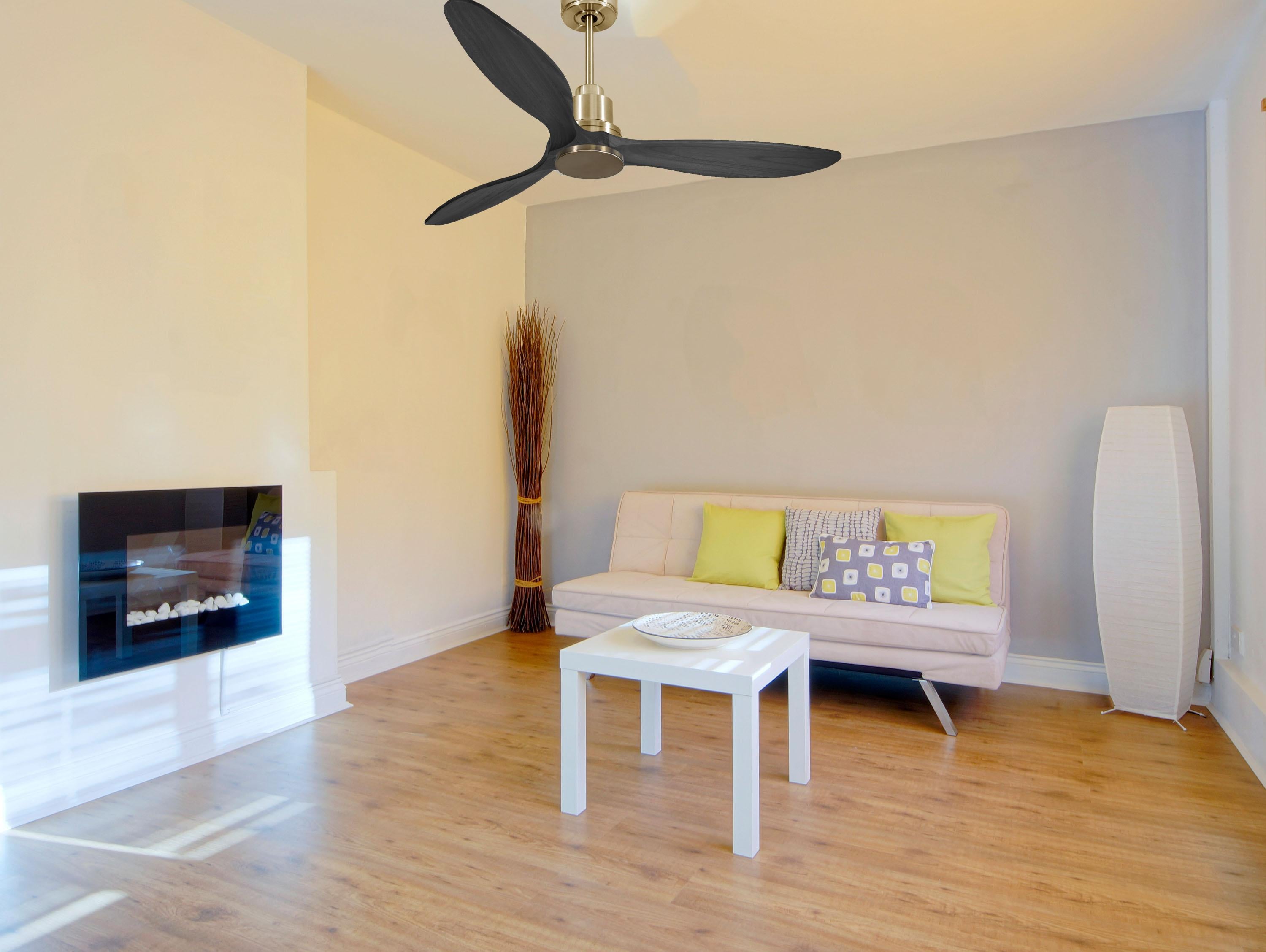 Ventilatore da soffitto Reversibile Termostato Wifi Motore CC Tetti inclinati Telecomando Hypersilence Memoria FullWood