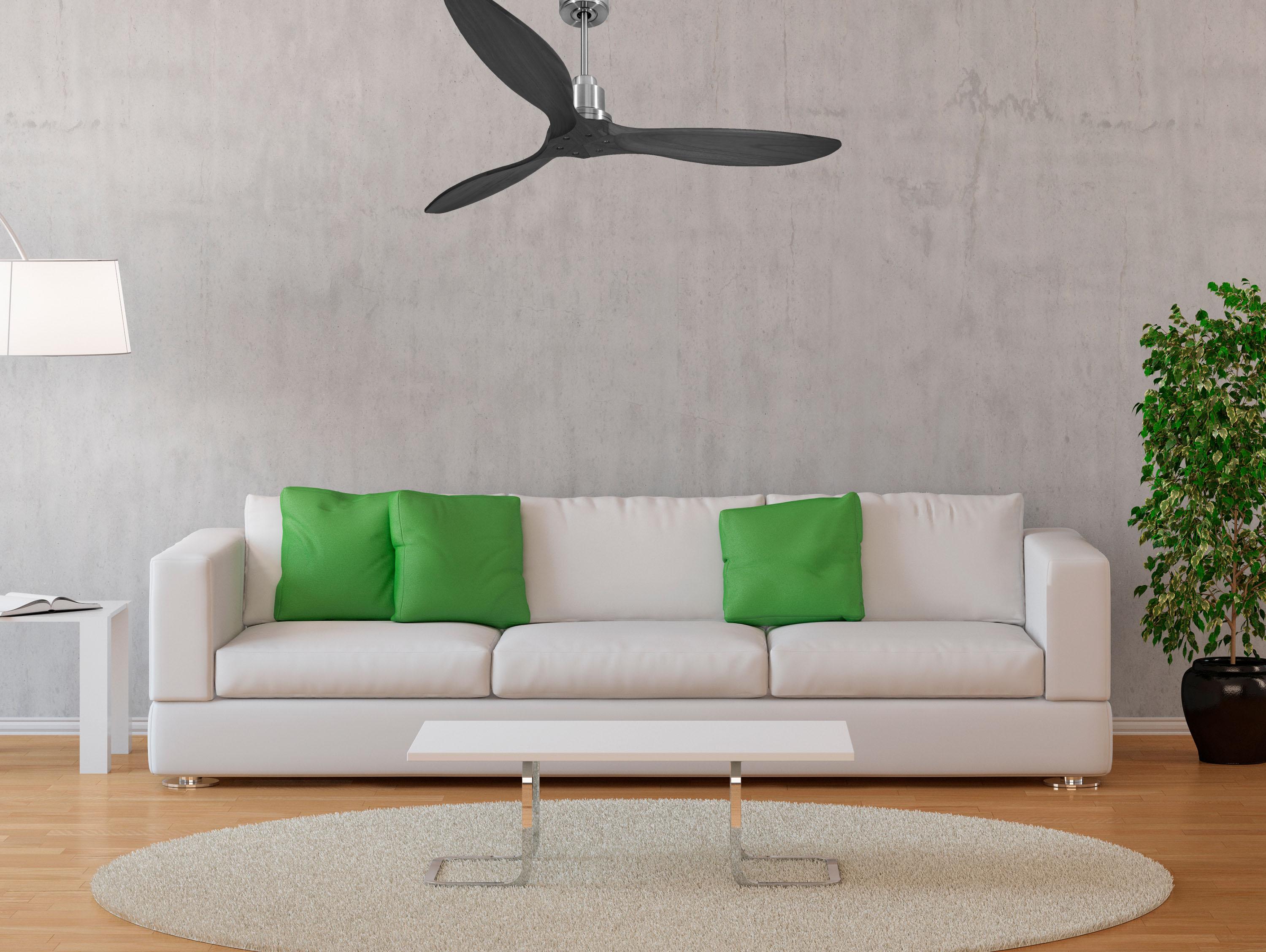 Ventilatore da soffitto Reversibile Termostato Wifi Motore CC Tetti inclinati Telecomando Hypersilence Memoria FullWood