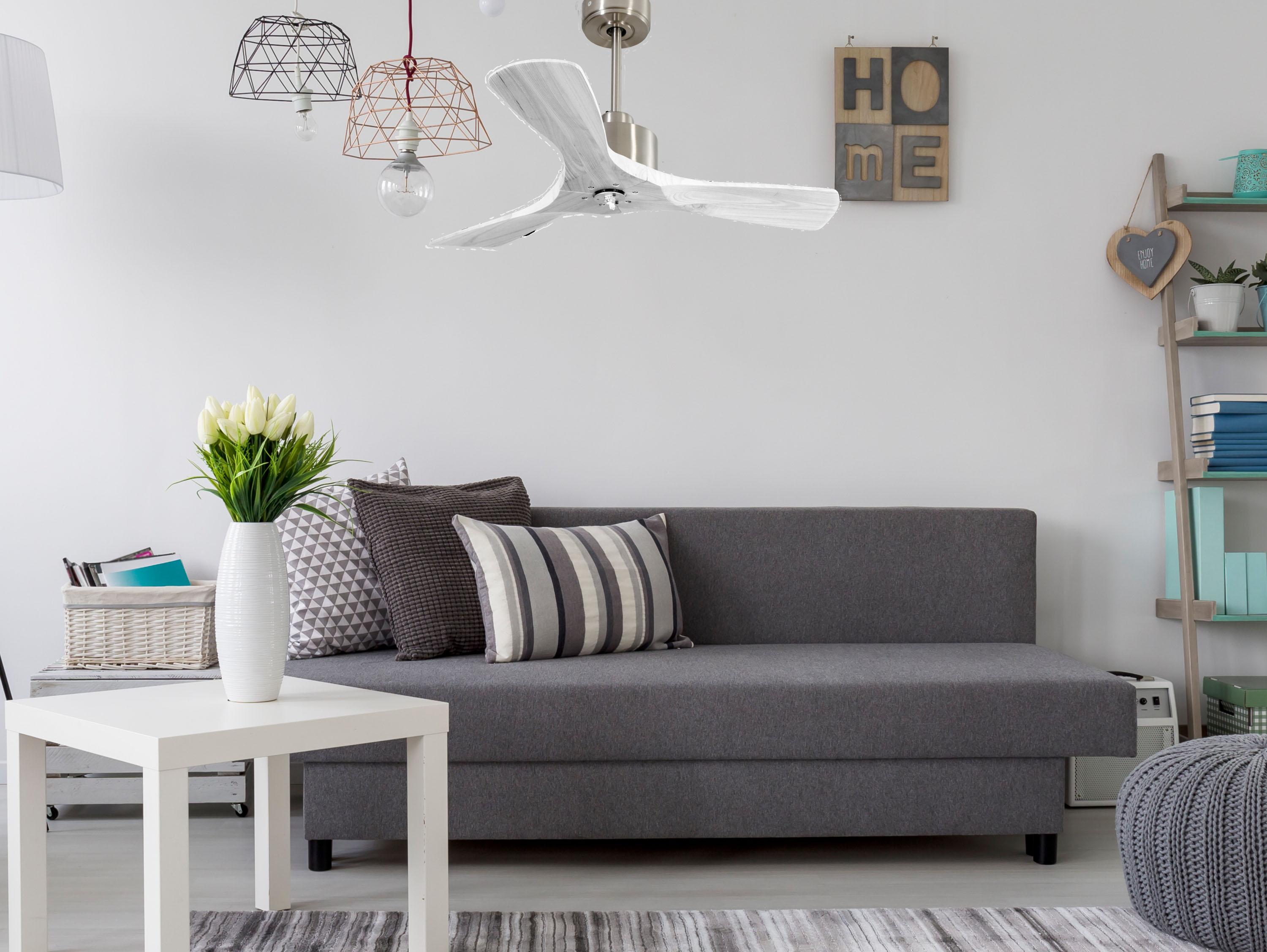 Ventilatore da soffitto Reversibile Termostato Dimmabile Wifi Motore CC Tetti inclinati Telecomando Luce a tre toni Hypersilence Memoria Shopify Vendible (AUTOMATICO)