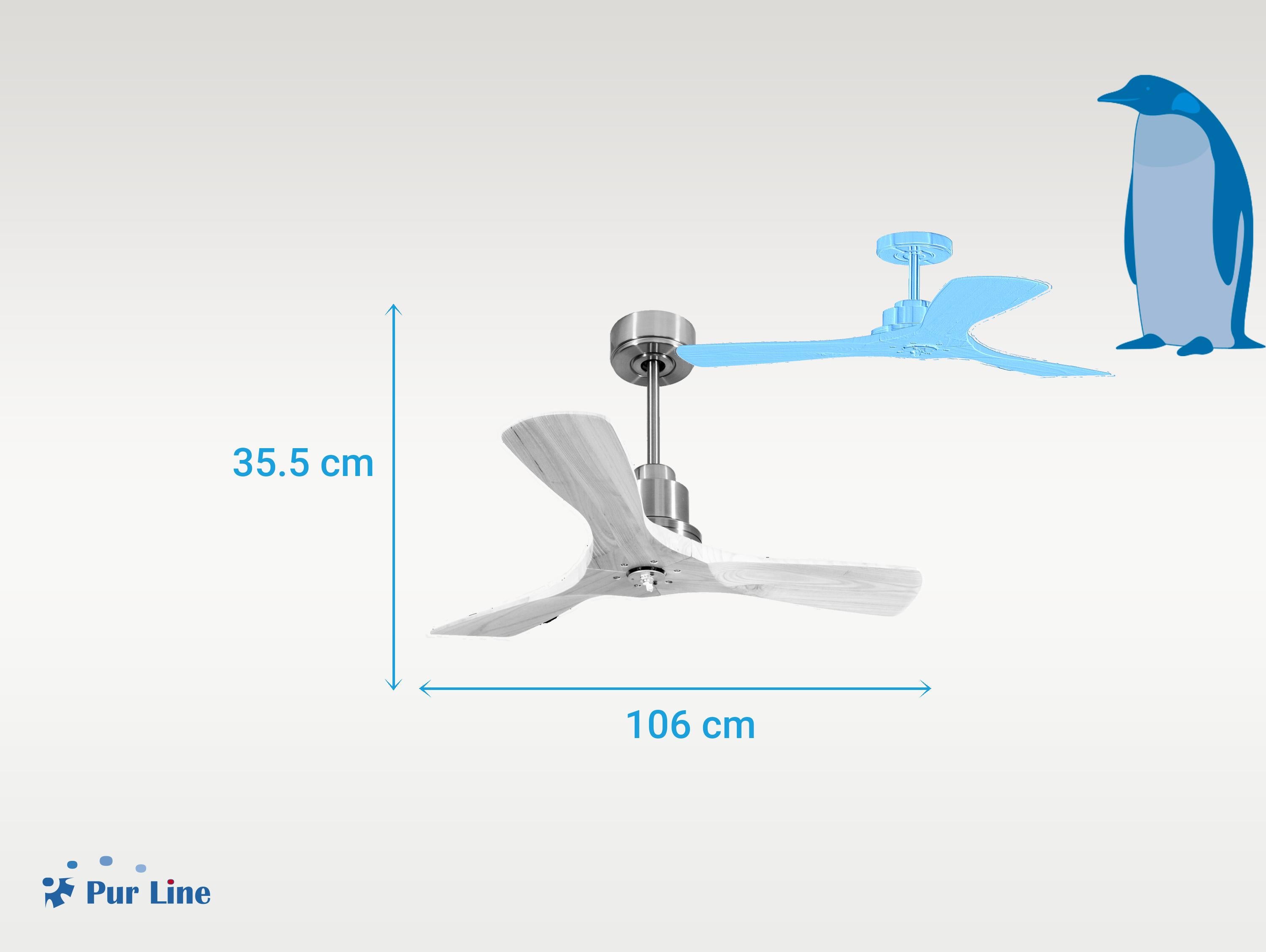Ventilatore da soffitto Reversibile Termostato Dimmabile Wifi Motore CC Tetti inclinati Telecomando Luce a tre toni Hypersilence Memoria Shopify Vendible (AUTOMATICO)