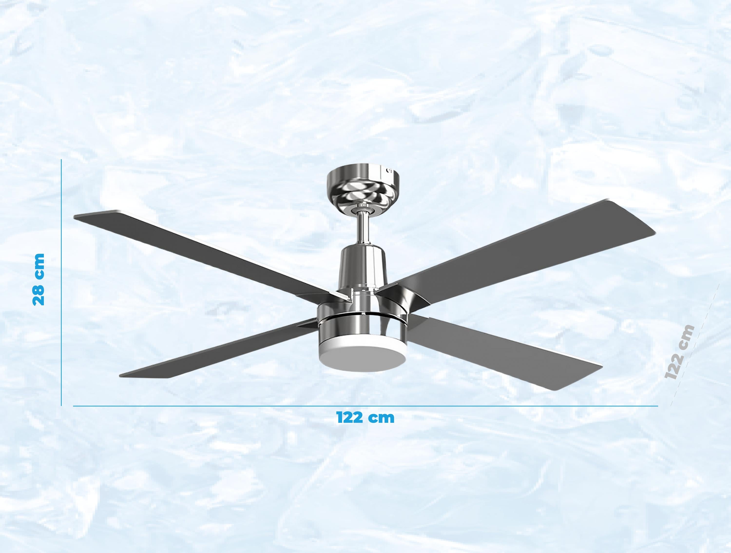 Ventilatore da soffitto ø122 cm con LED e Wifi Reversibile Hypersilence
