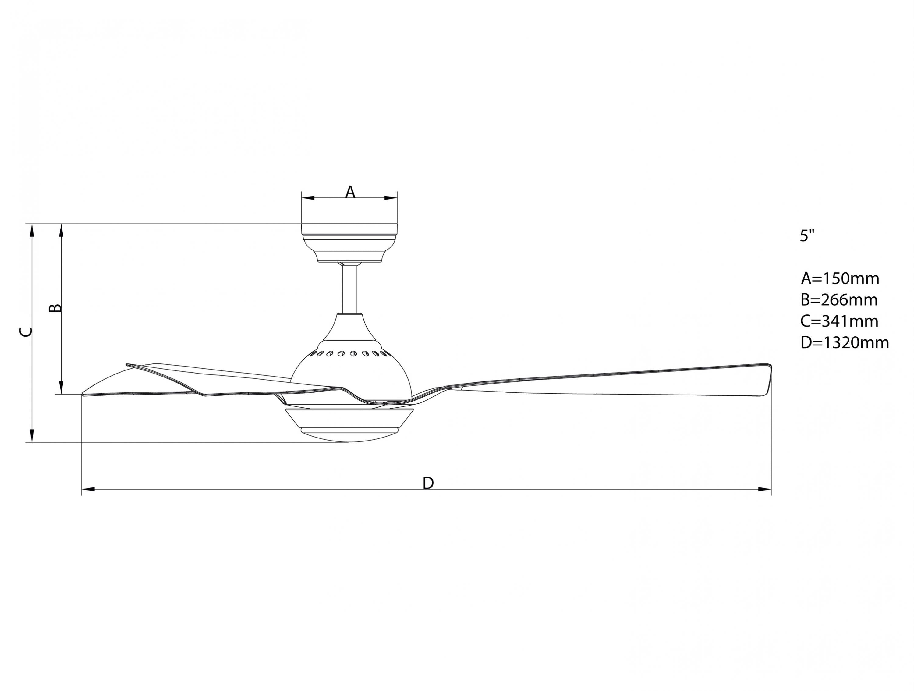 Ventilatore da soffitto ø132 cm con LED e Wifi Reversibile Hypersilence