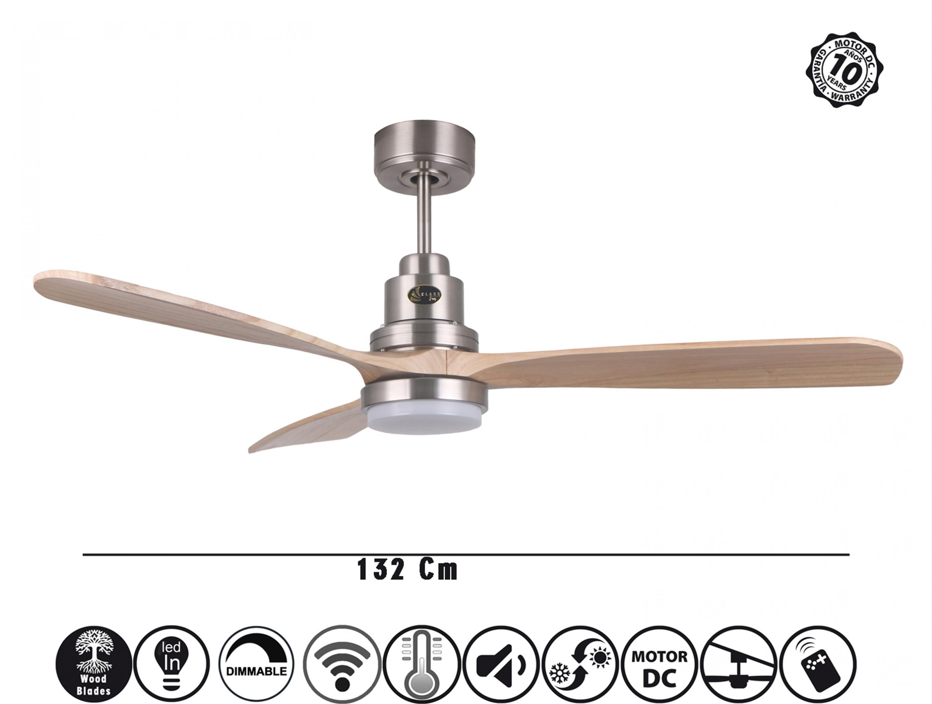 Ventilatore da soffitto ø132 cm con LED e Wifi Reversibile Hypersilence