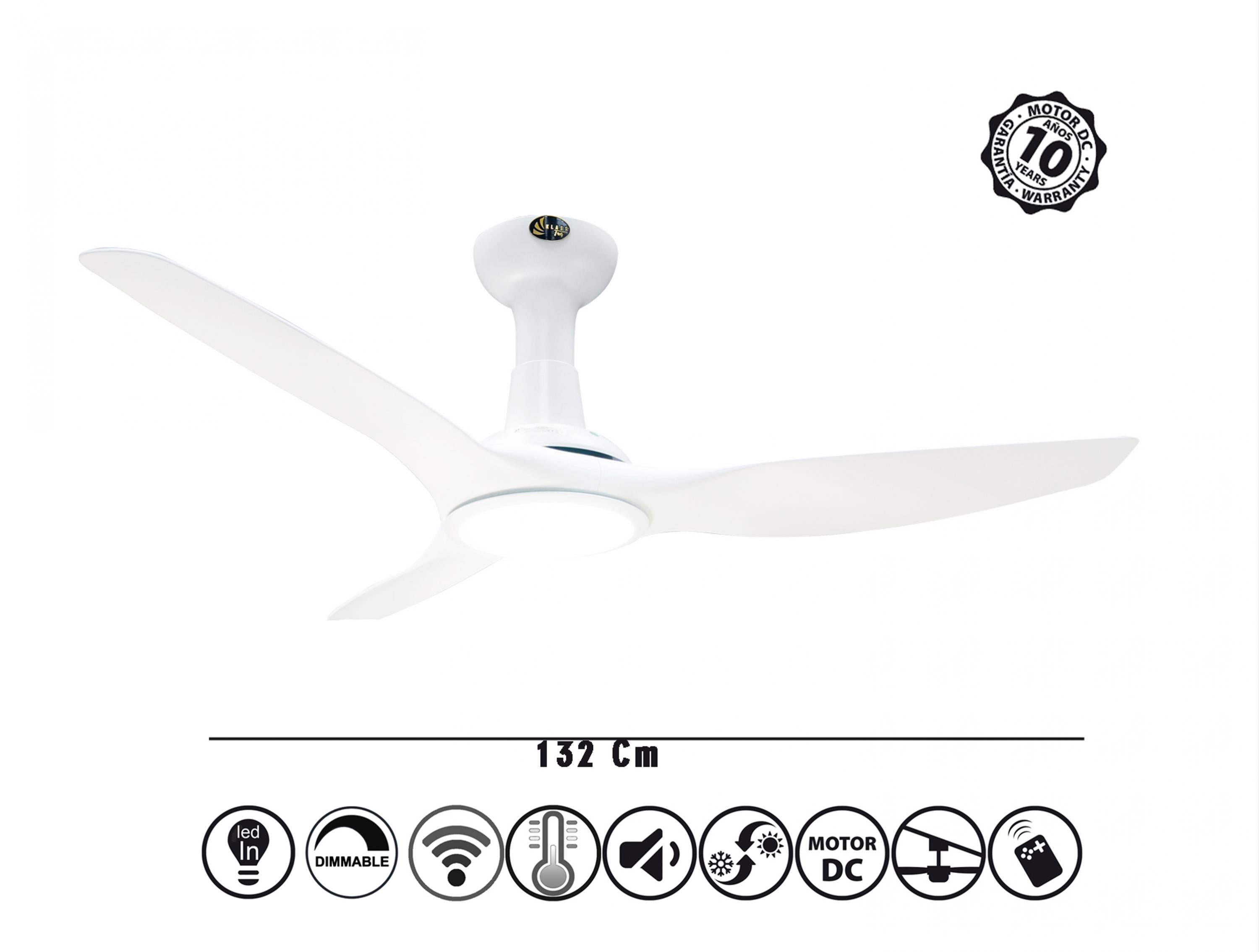 Ventilatore da soffitto ø132 cm con LED e Wifi Reversibile Hypersilence