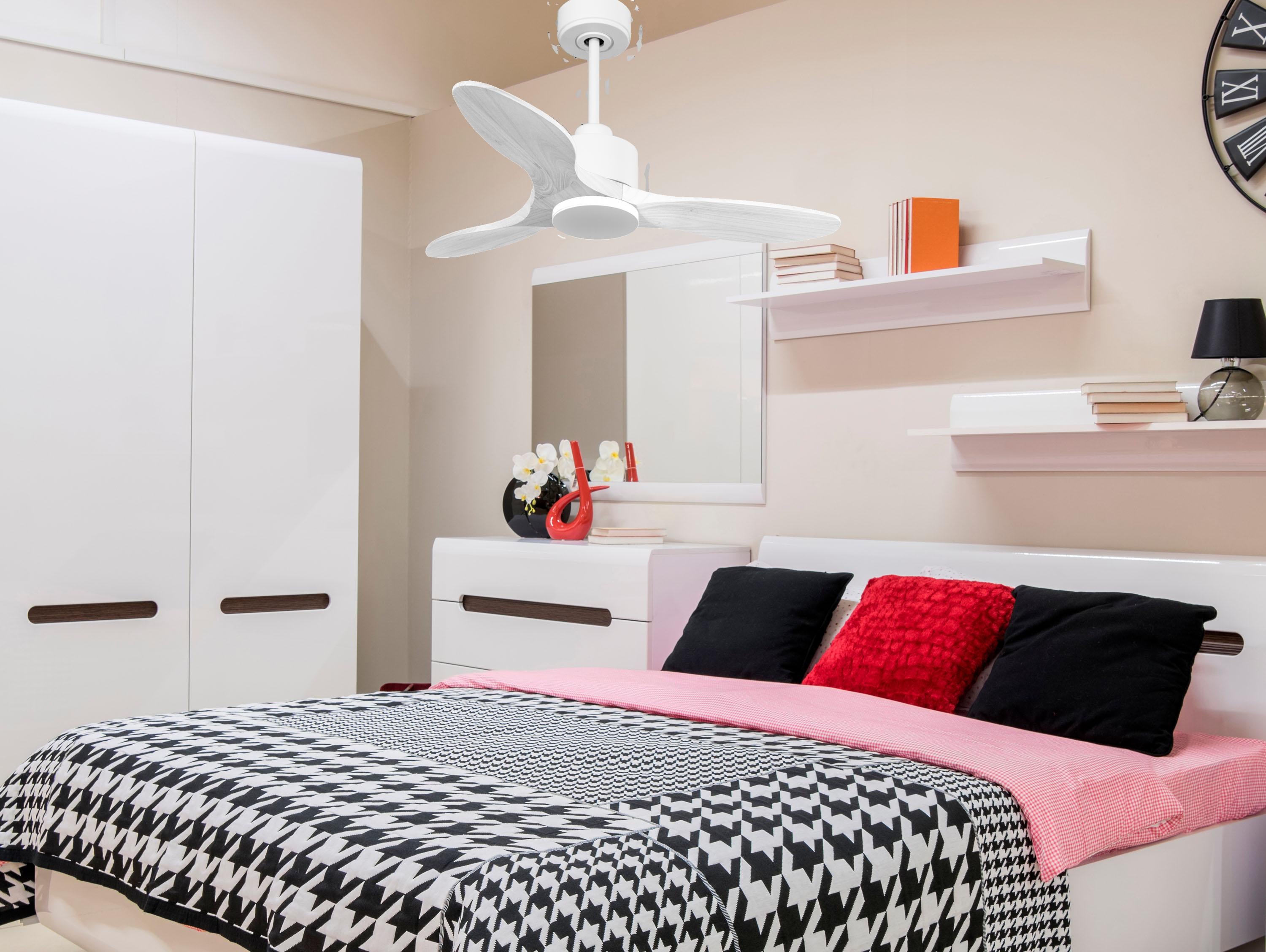 Ventilatore da soffitto Reversibile Termostato Wifi Motore CC Tetti inclinati Telecomando Hypersilence Memoria Shopify Vendible (AUTOMATICO)