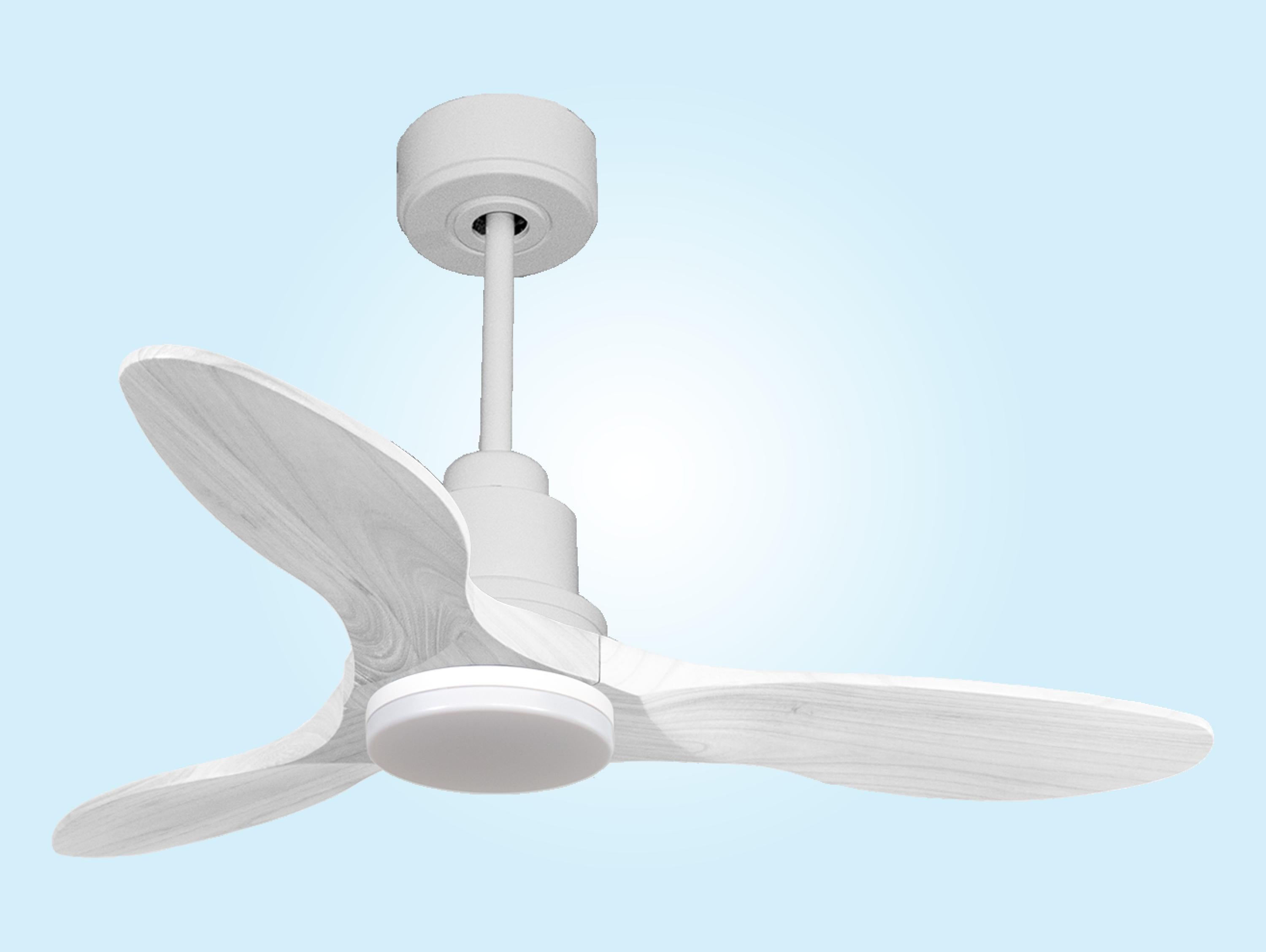 Ventilatore da soffitto Reversibile Termostato Dimmabile Wifi Motore CC Tetti inclinati Telecomando Luce a tre toni Hypersilence Memoria Shopify Vendible (AUTOMATICO)