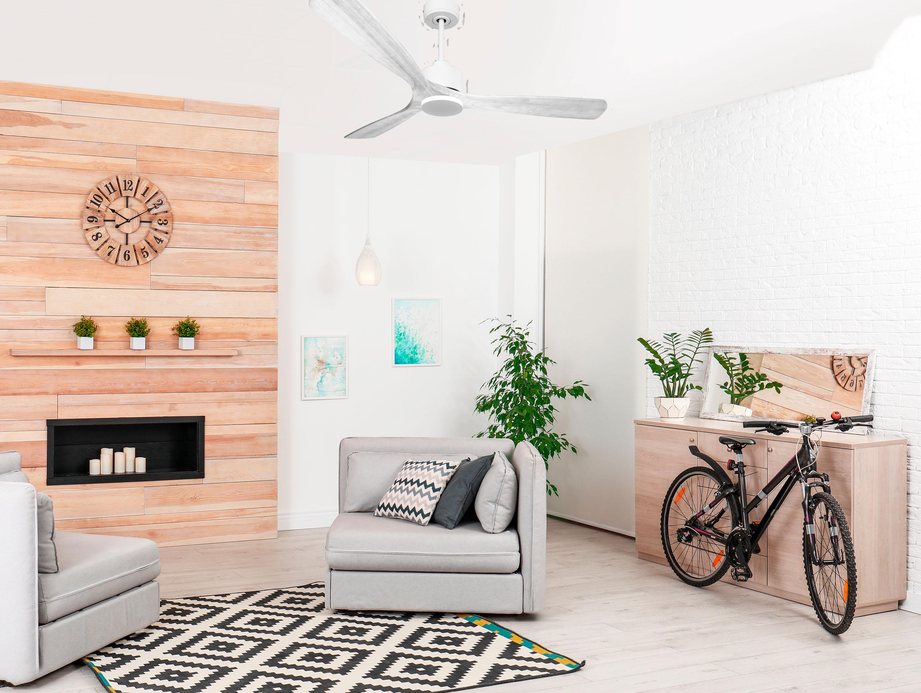 Ventilatore da soffitto Reversibile Termostato Wifi Motore CC Tetti inclinati Telecomando Hypersilence Memoria Shopify Vendible (AUTOMATICO)