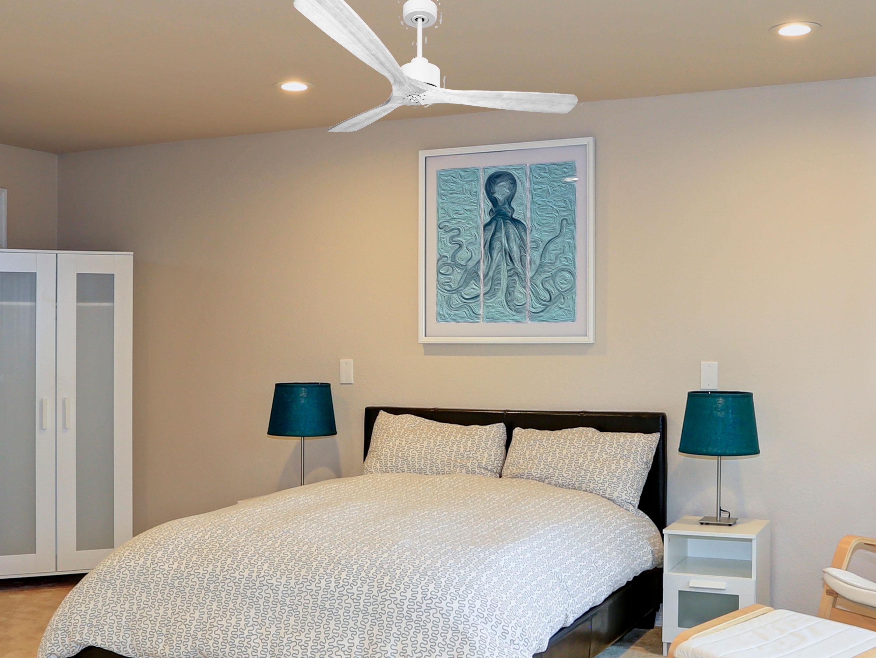 Ventilatore da soffitto Reversibile Termostato Dimmabile Wifi Motore CC Tetti inclinati Telecomando Luce a tre toni Hypersilence Memoria Shopify Vendible (AUTOMATICO)