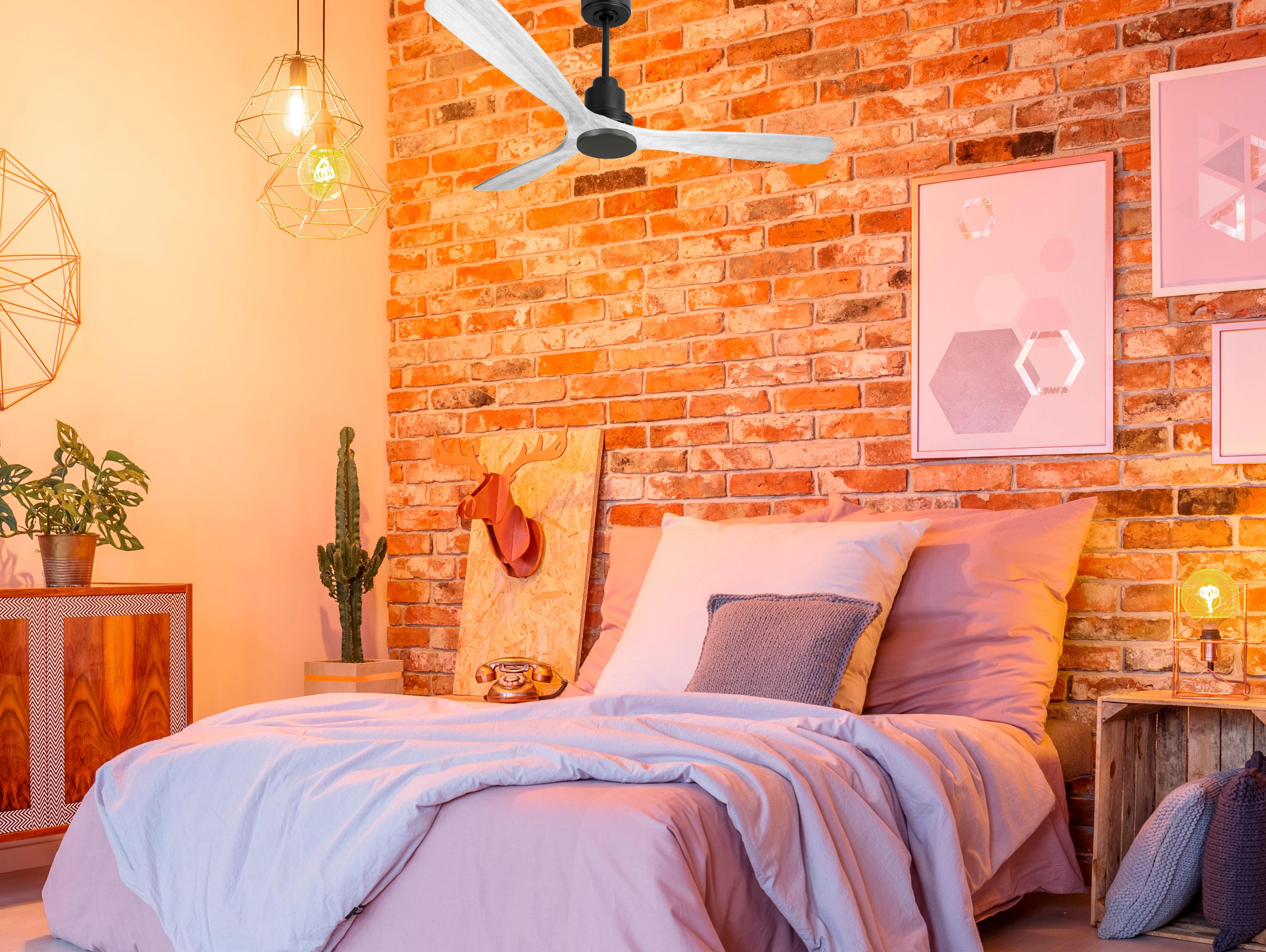 Ventilatore da soffitto Reversibile Termostato Wifi Motore CC Tetti inclinati Telecomando Hypersilence Memoria Shopify Vendible (AUTOMATICO)