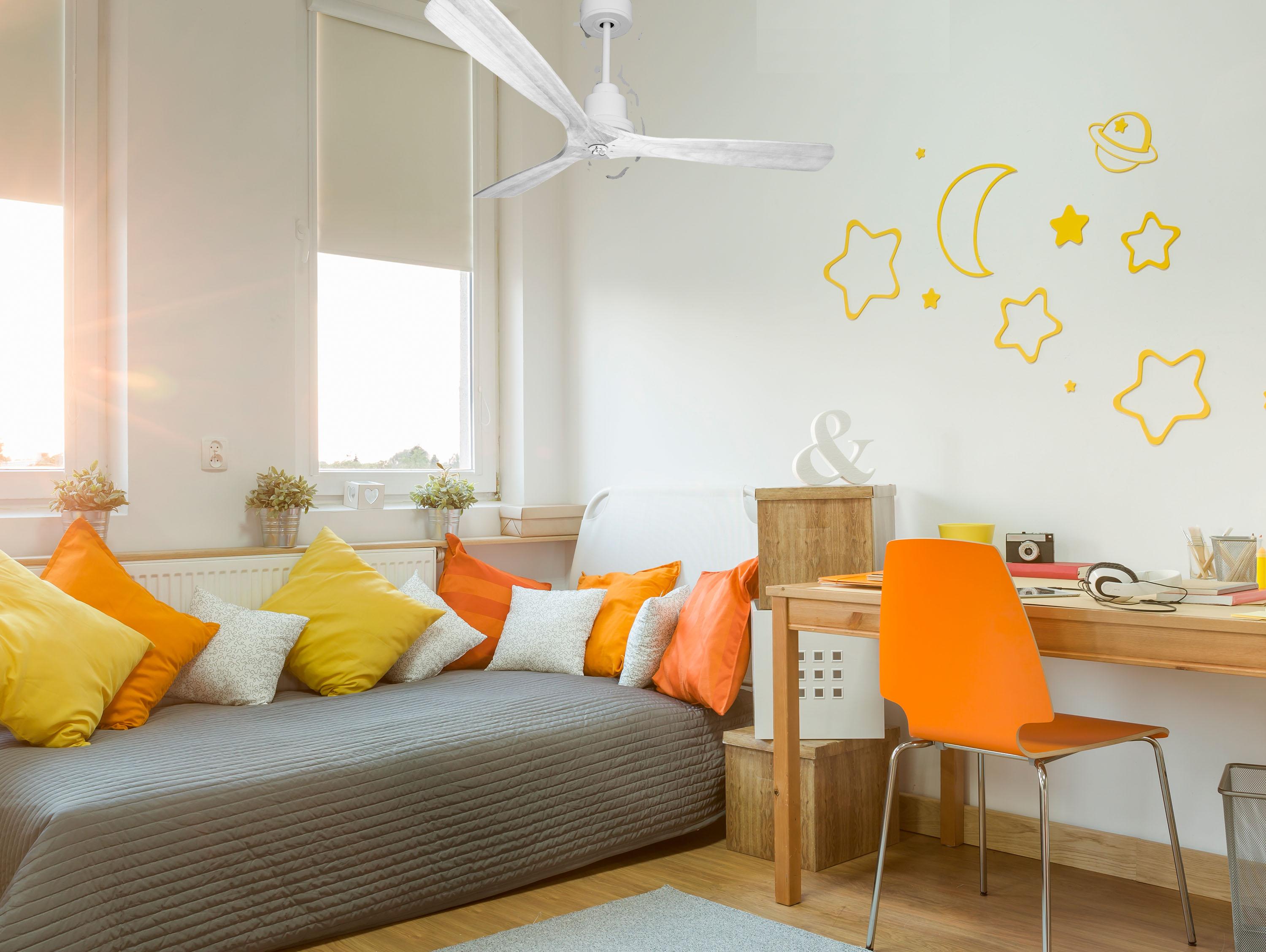 Ventilatore da soffitto Reversibile Termostato Dimmabile Wifi Motore CC Tetti inclinati Telecomando Luce a tre toni Hypersilence Memoria Shopify Vendible (AUTOMATICO)